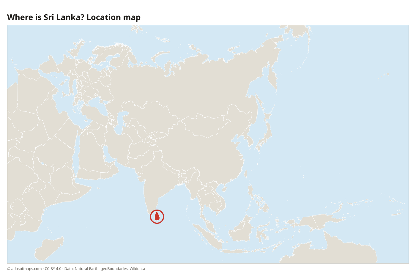 Where is Sri Lanka? Location map with Sri Lanka highlighted in red