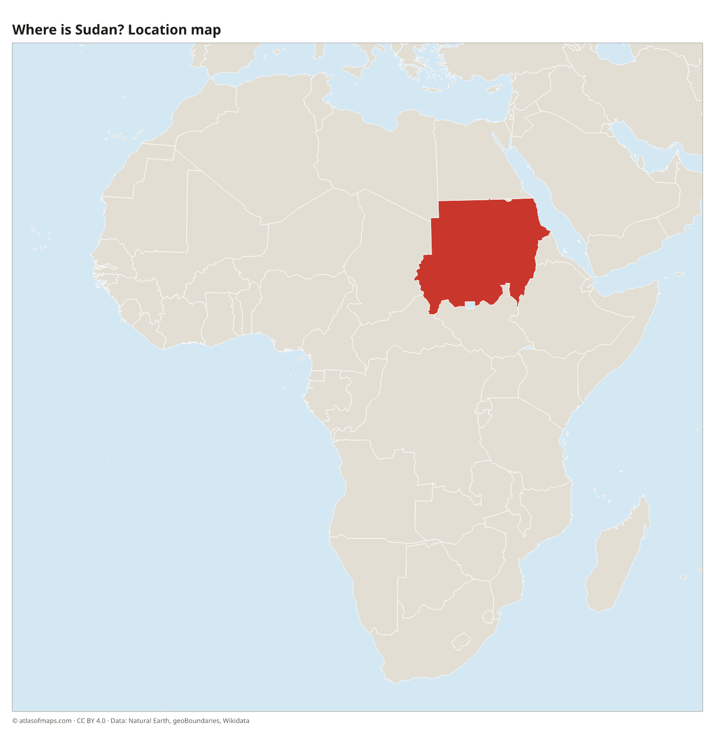 Where is Sudan? Location map with Sudan highlighted in red