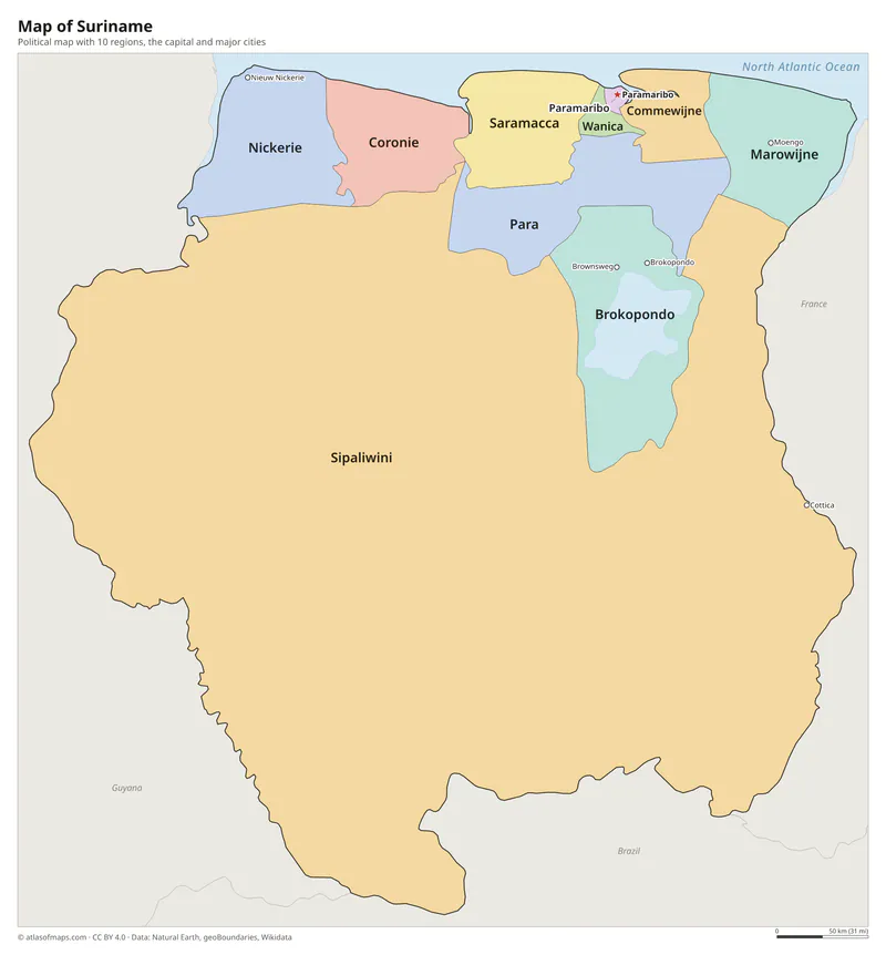 Map of Suriname
