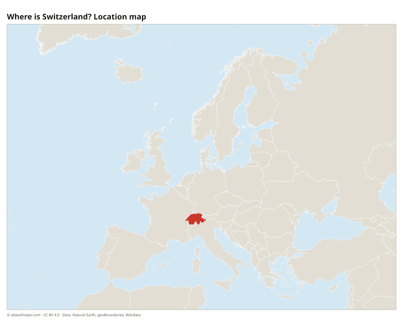 Where is Switzerland? Location map with Switzerland highlighted in red