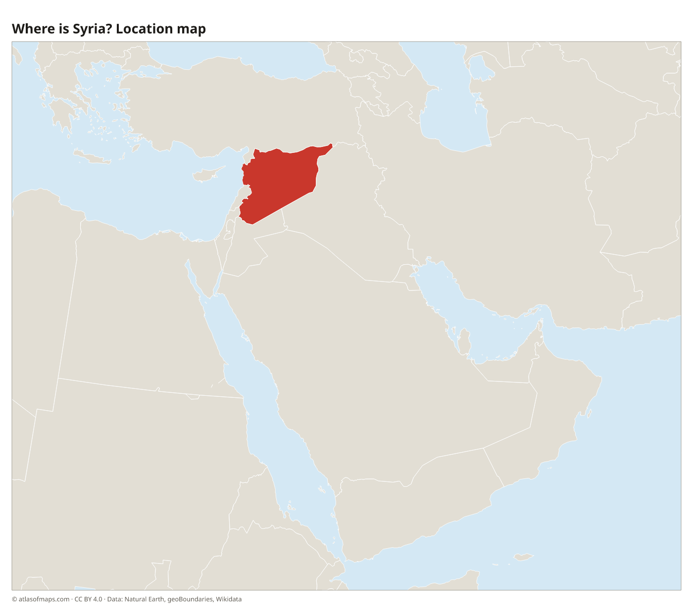 Where is Syria? Location map with Syria highlighted in red