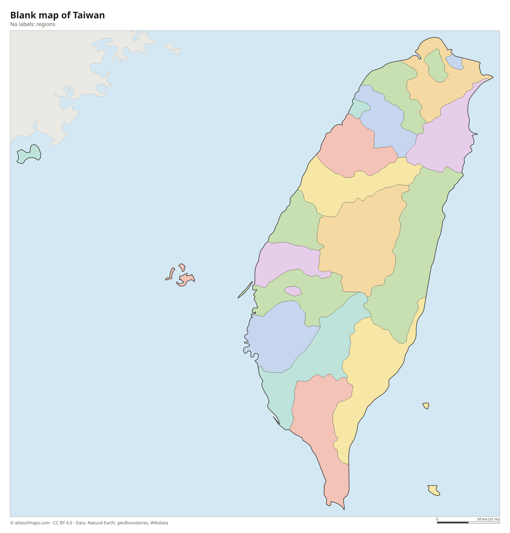 Blank outline map of Taiwan without labels