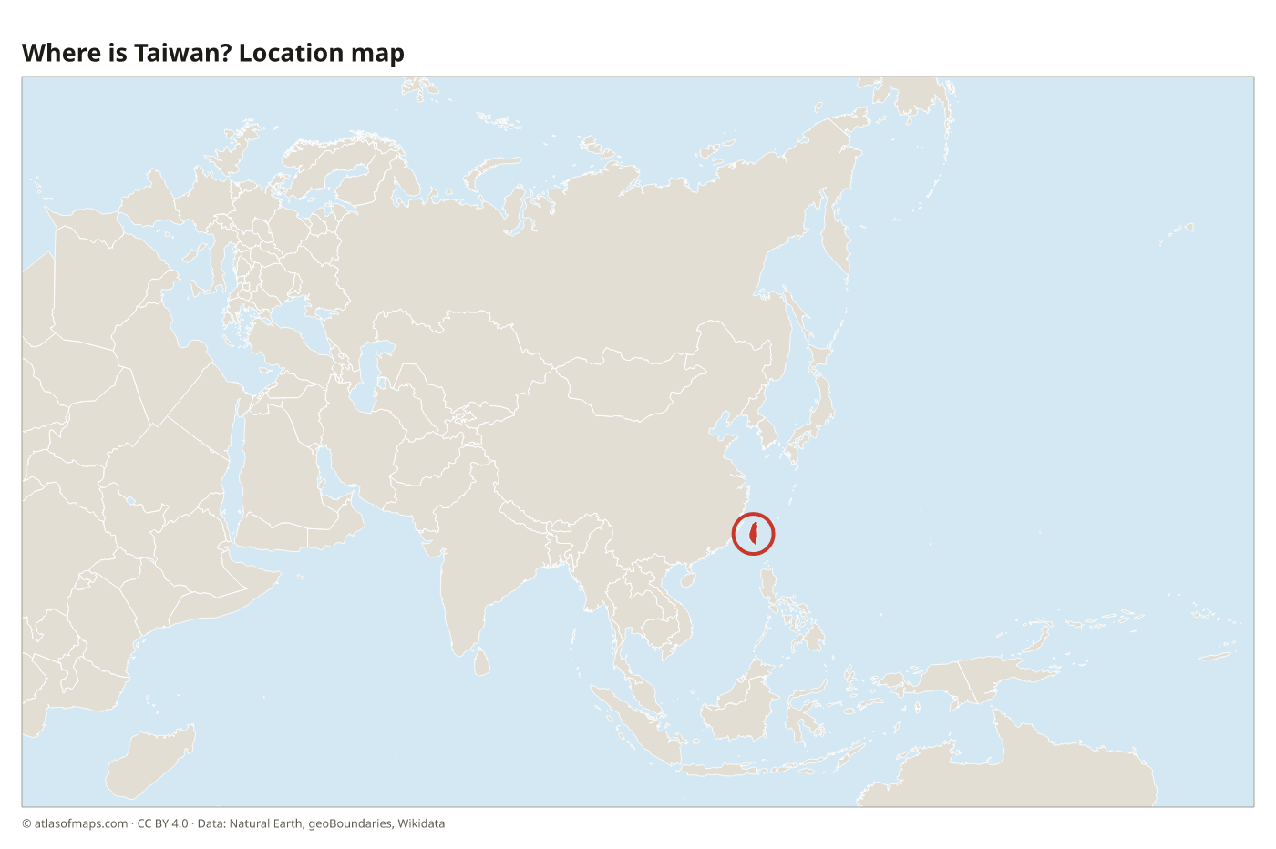 Where is Taiwan? Location map with Taiwan highlighted in red