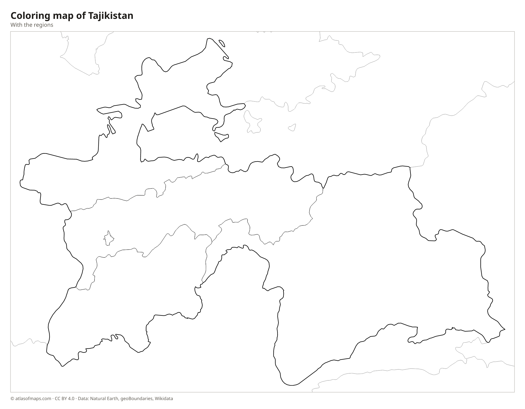 Coloring map of Tajikistan