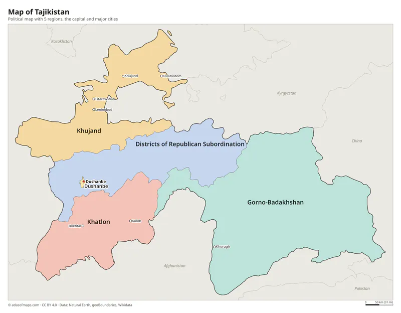 Map of Tajikistan