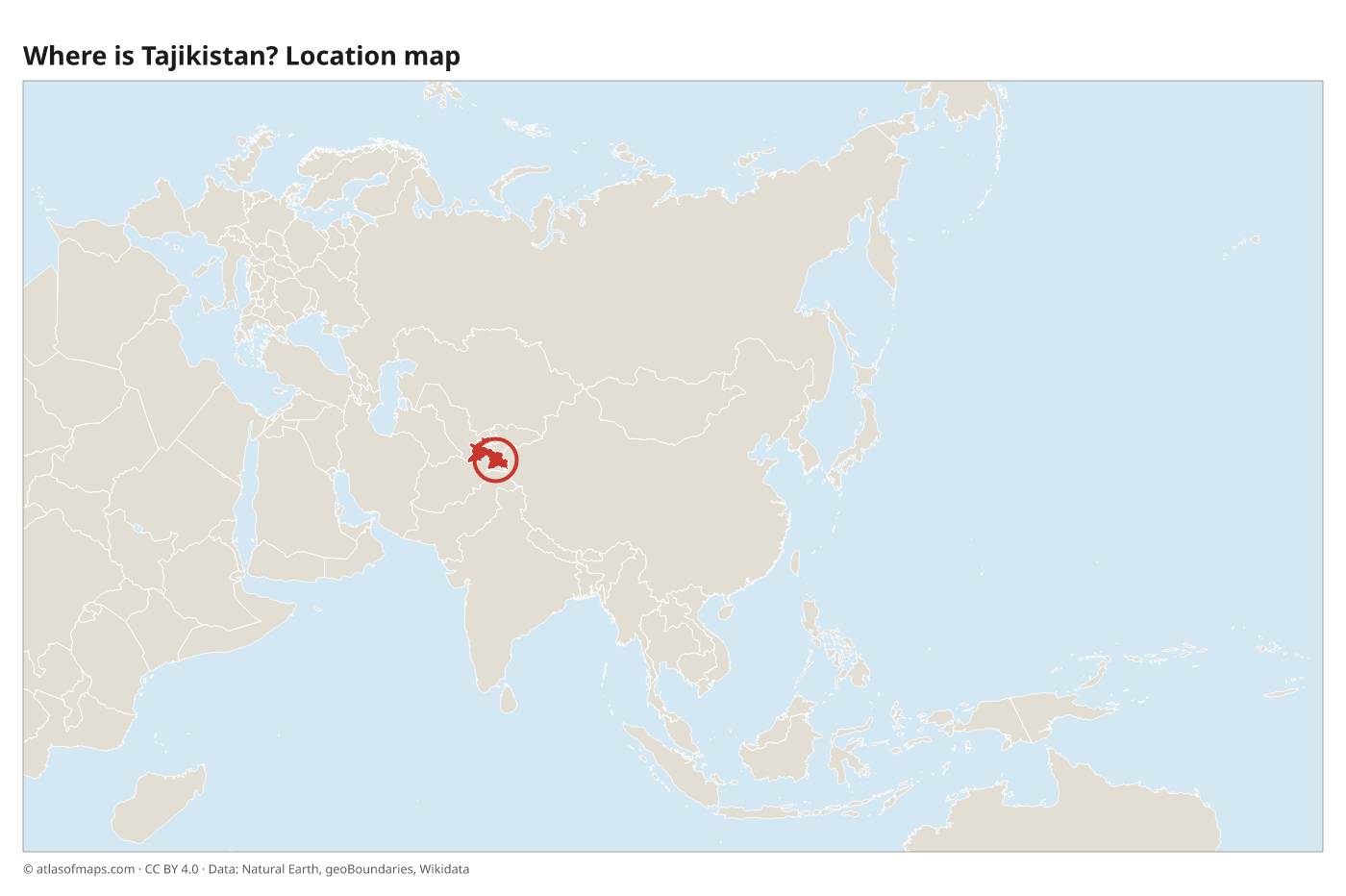 Where is Tajikistan? Location map with Tajikistan highlighted in red