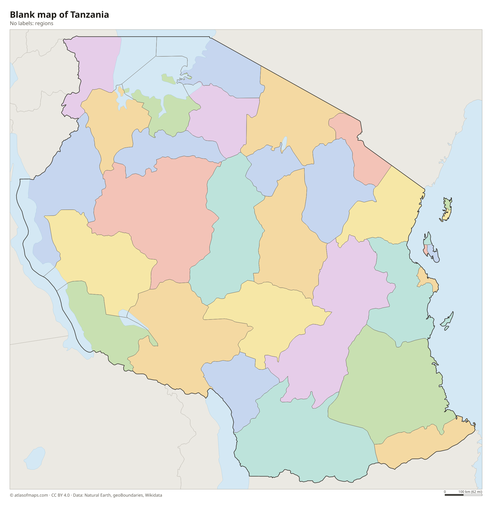 Blank outline map of Tanzania without labels