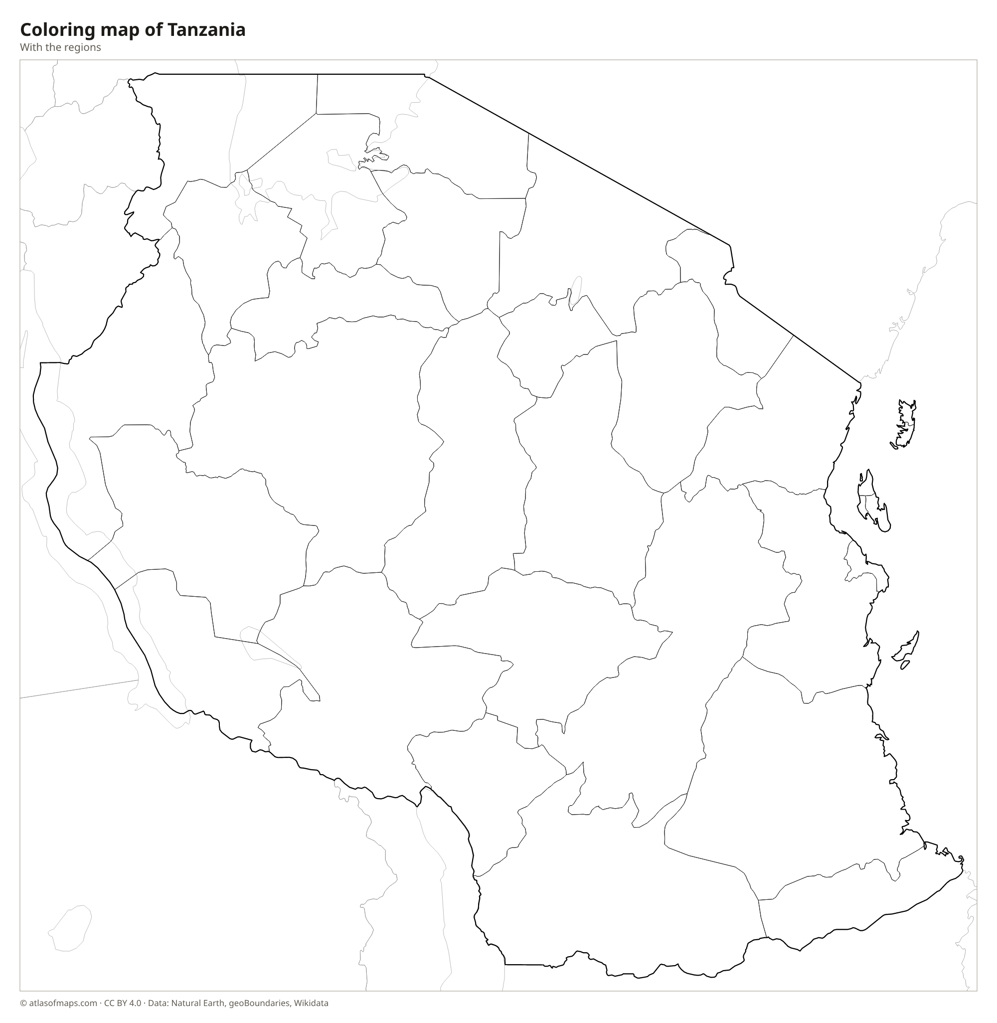 Coloring map of Tanzania