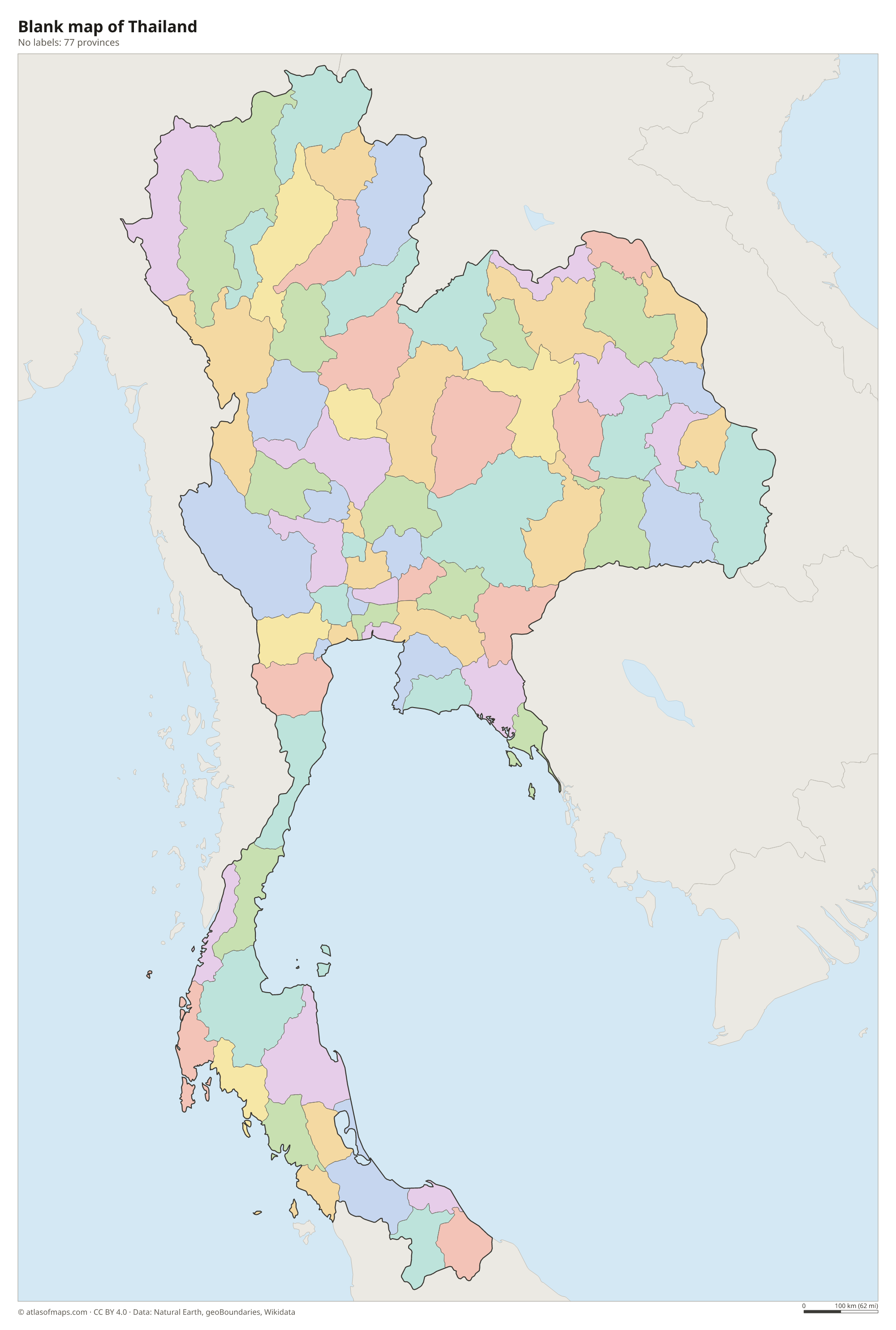 Blank outline map of Thailand without labels