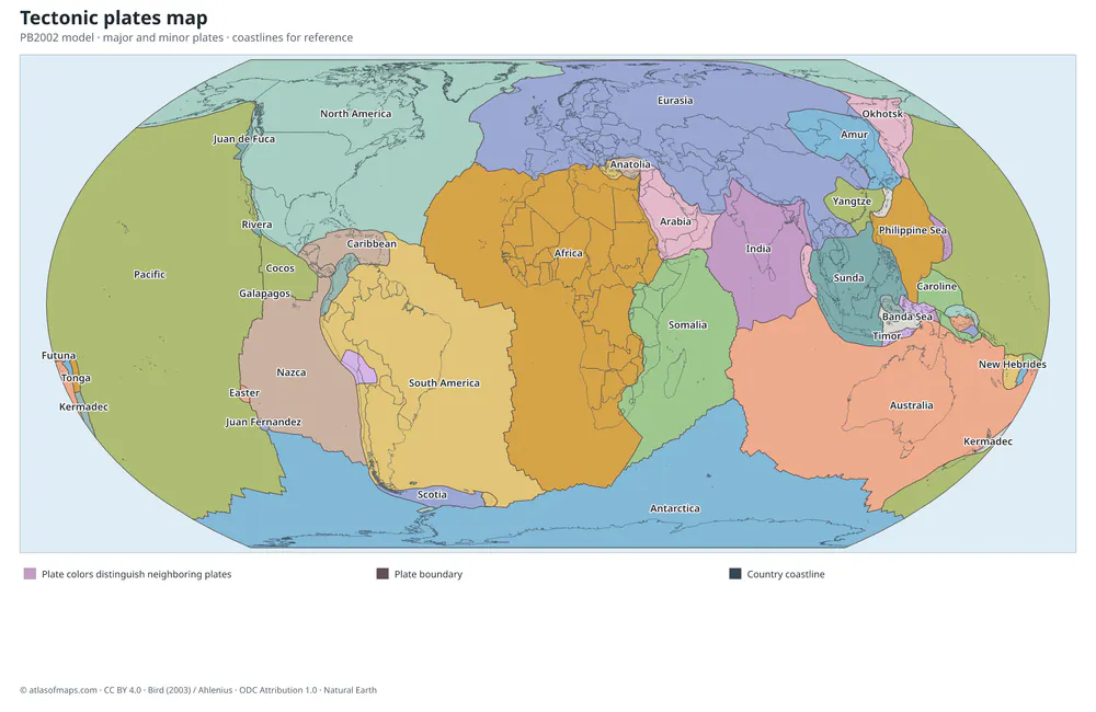 Tectonic plates map