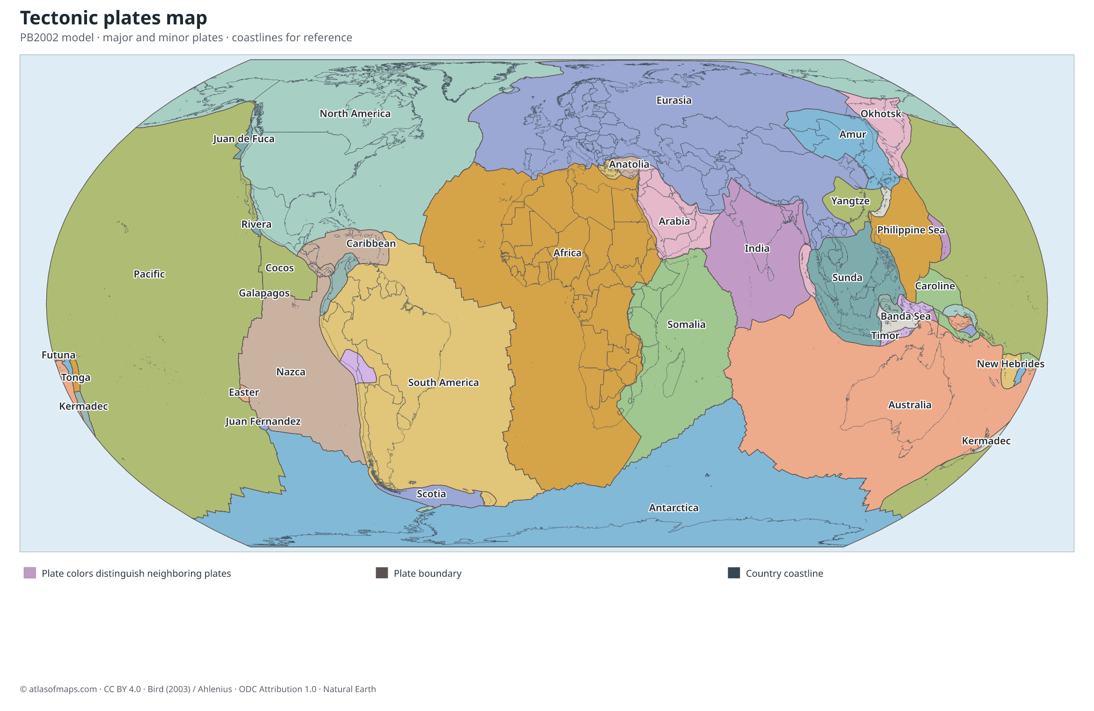Tectonic plates map