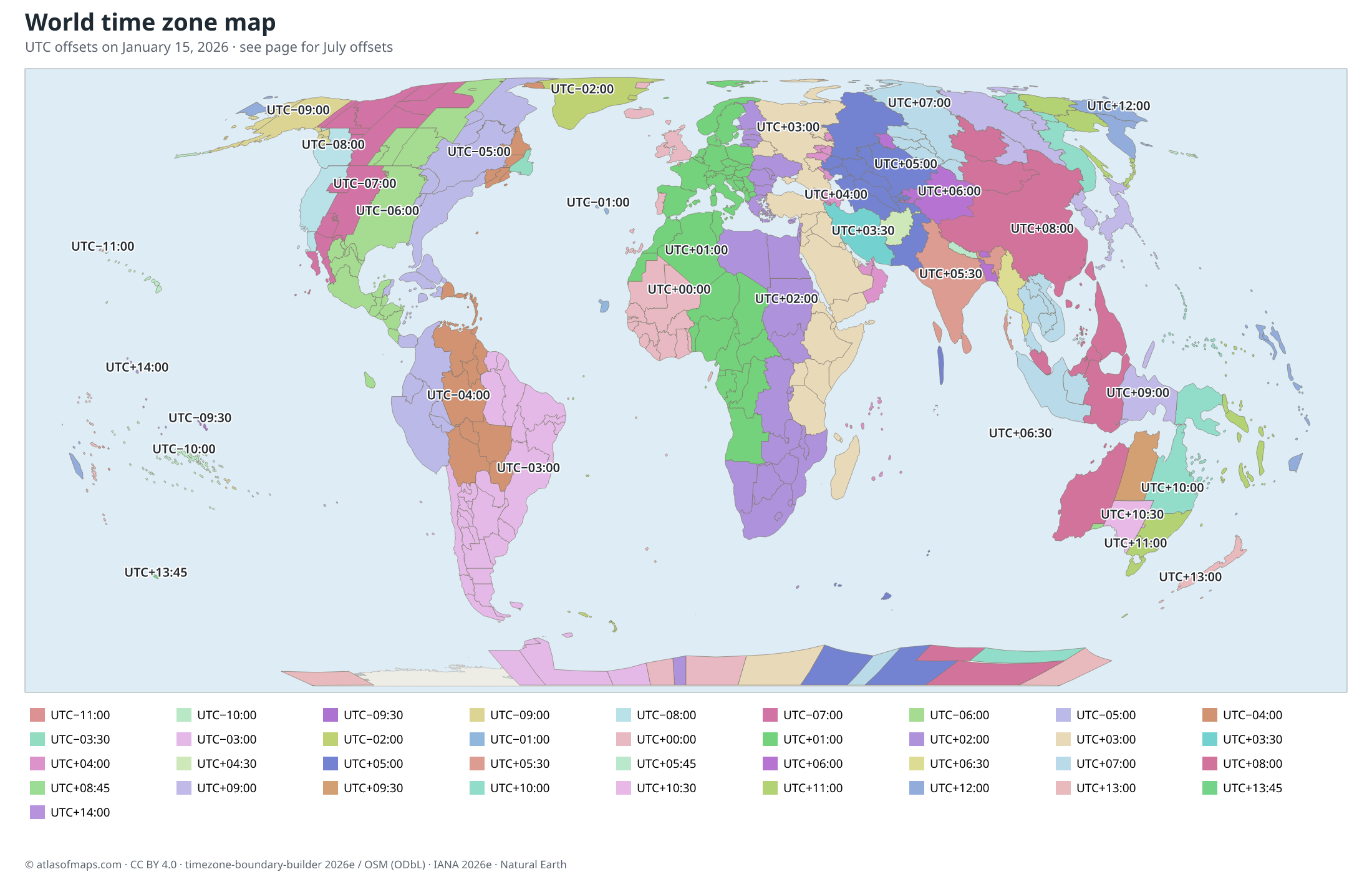 World time zone map