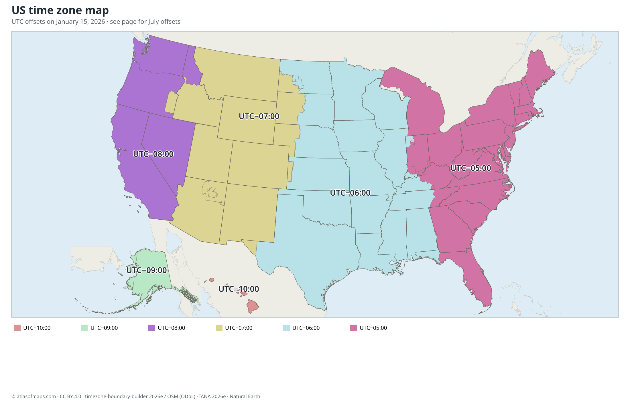 US time zone map