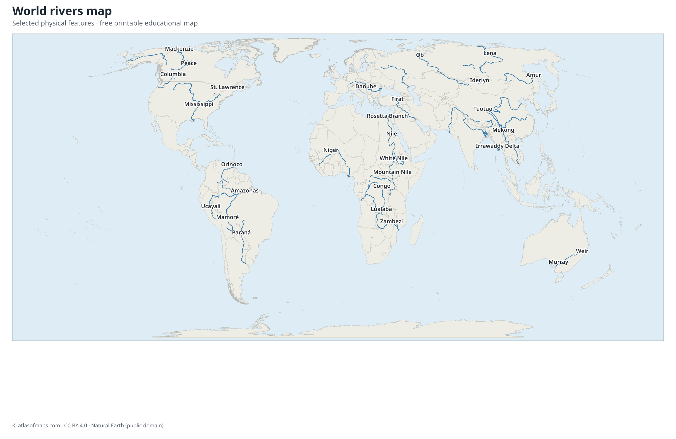 World rivers map