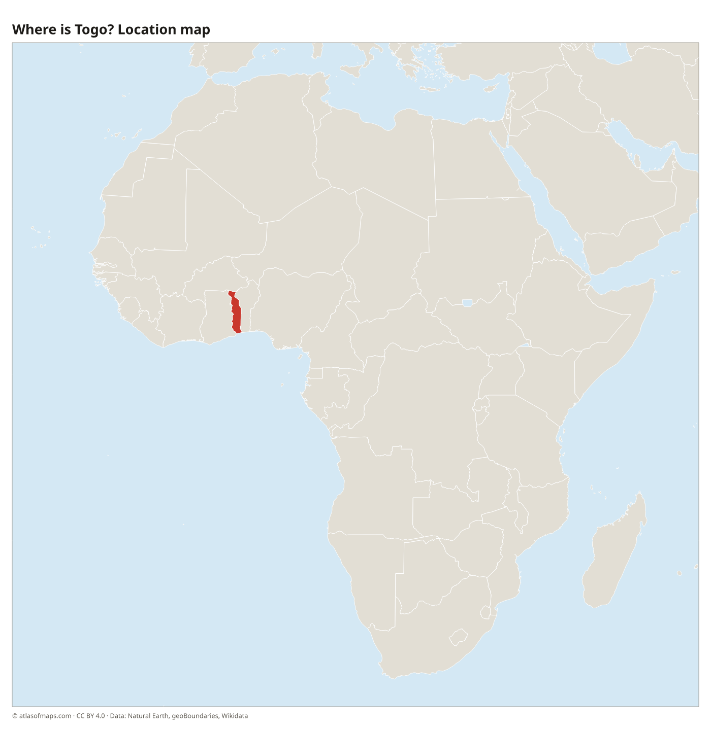 Where is Togo? Location map with Togo highlighted in red