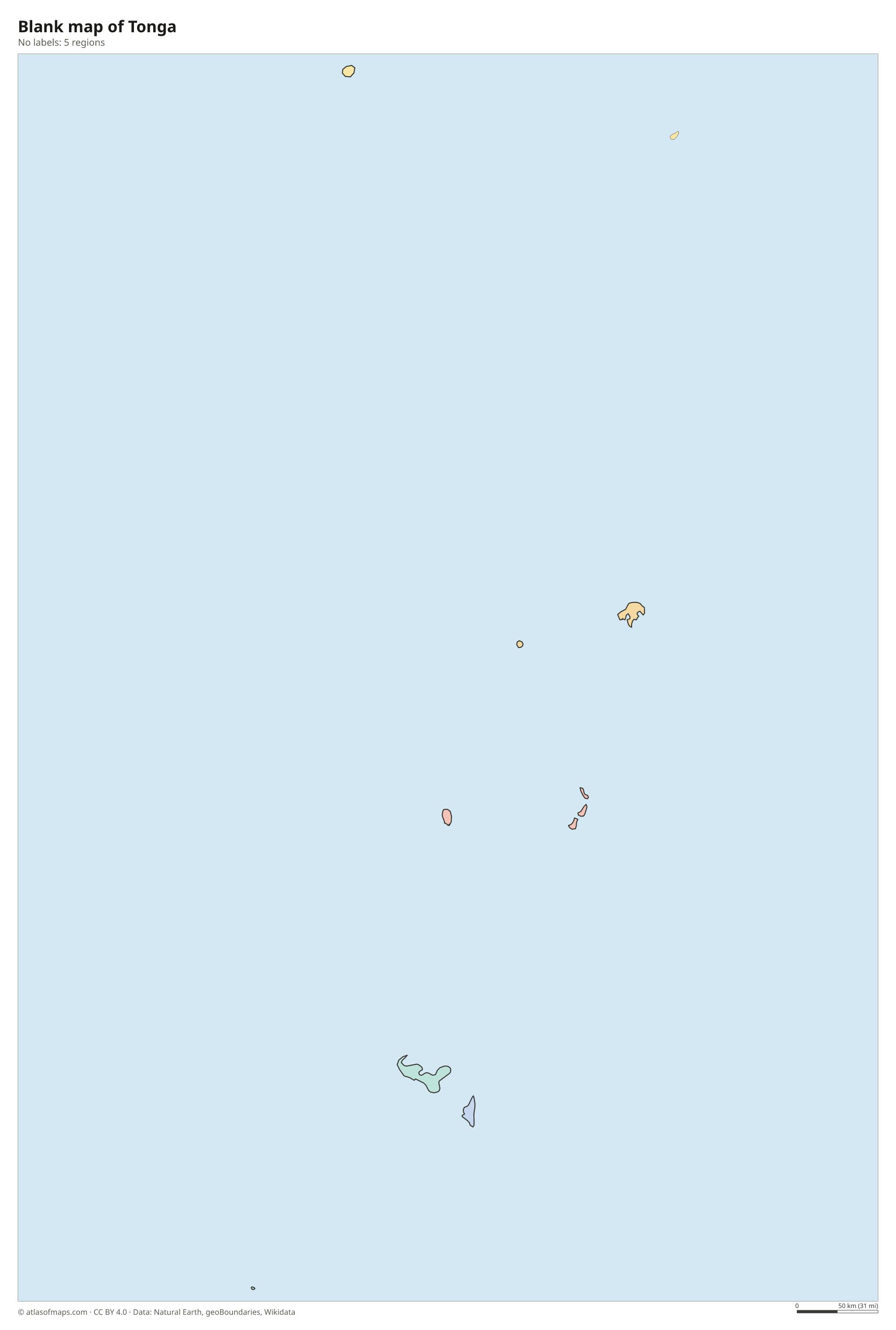 Blank outline map of Tonga without labels