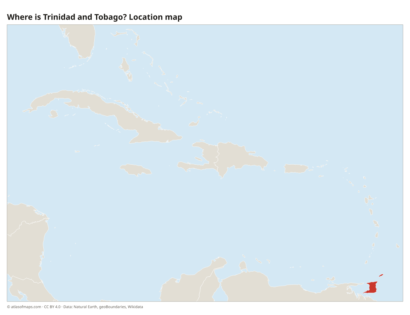 Where is Trinidad and Tobago? Location map with Trinidad and Tobago highlighted in red
