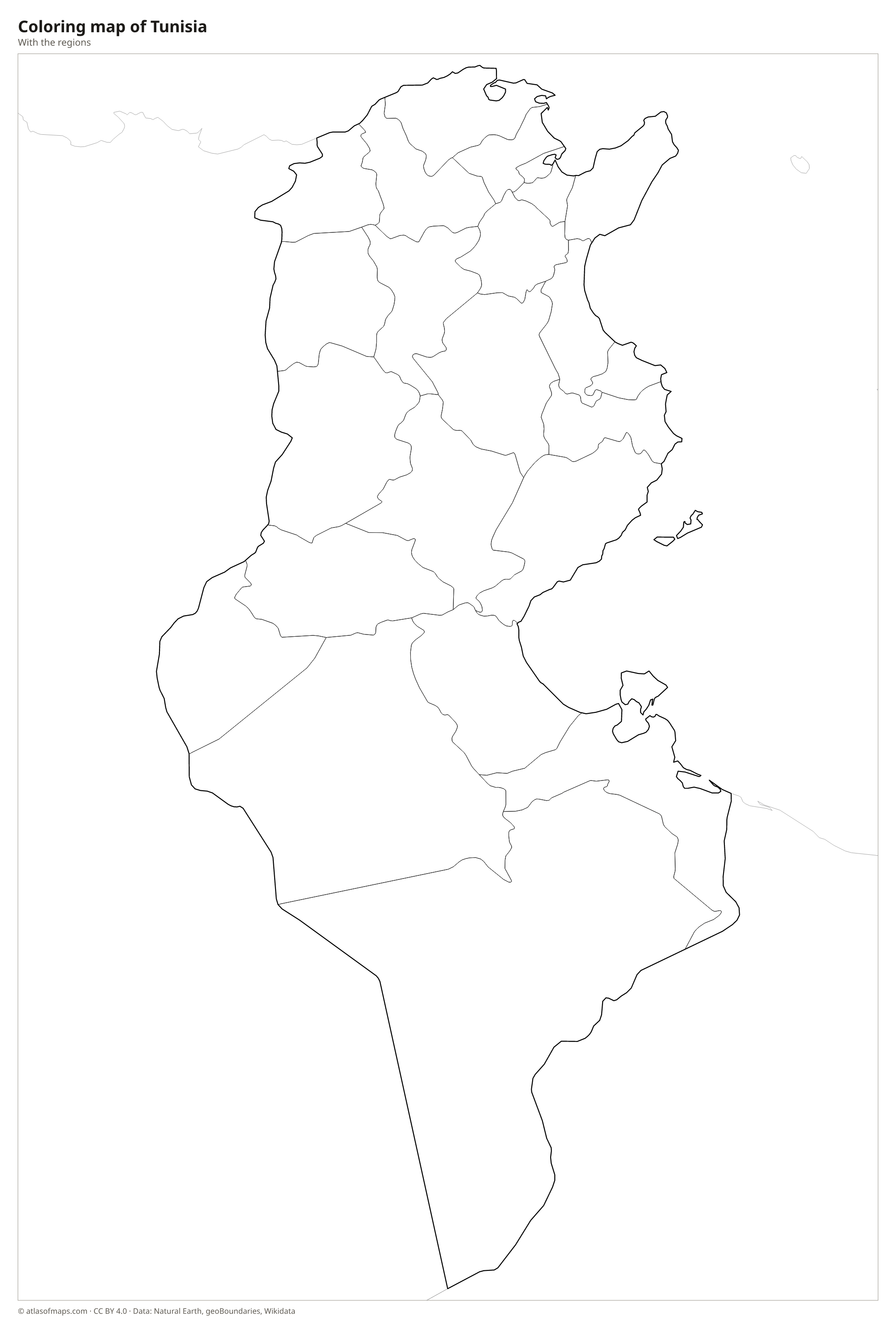 Coloring map of Tunisia