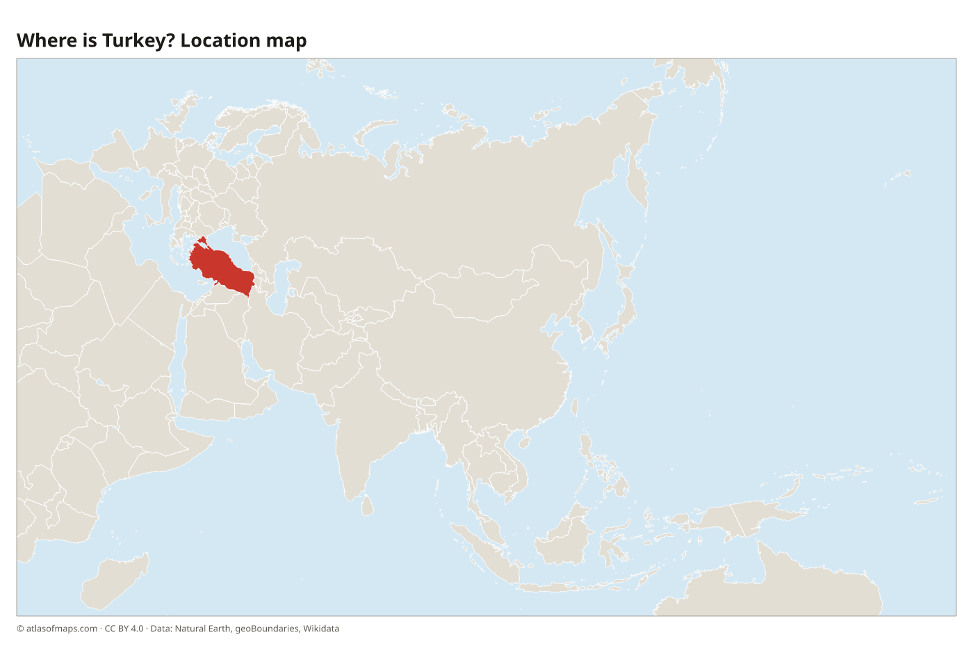 Where is Turkey? Location map with Turkey highlighted in red