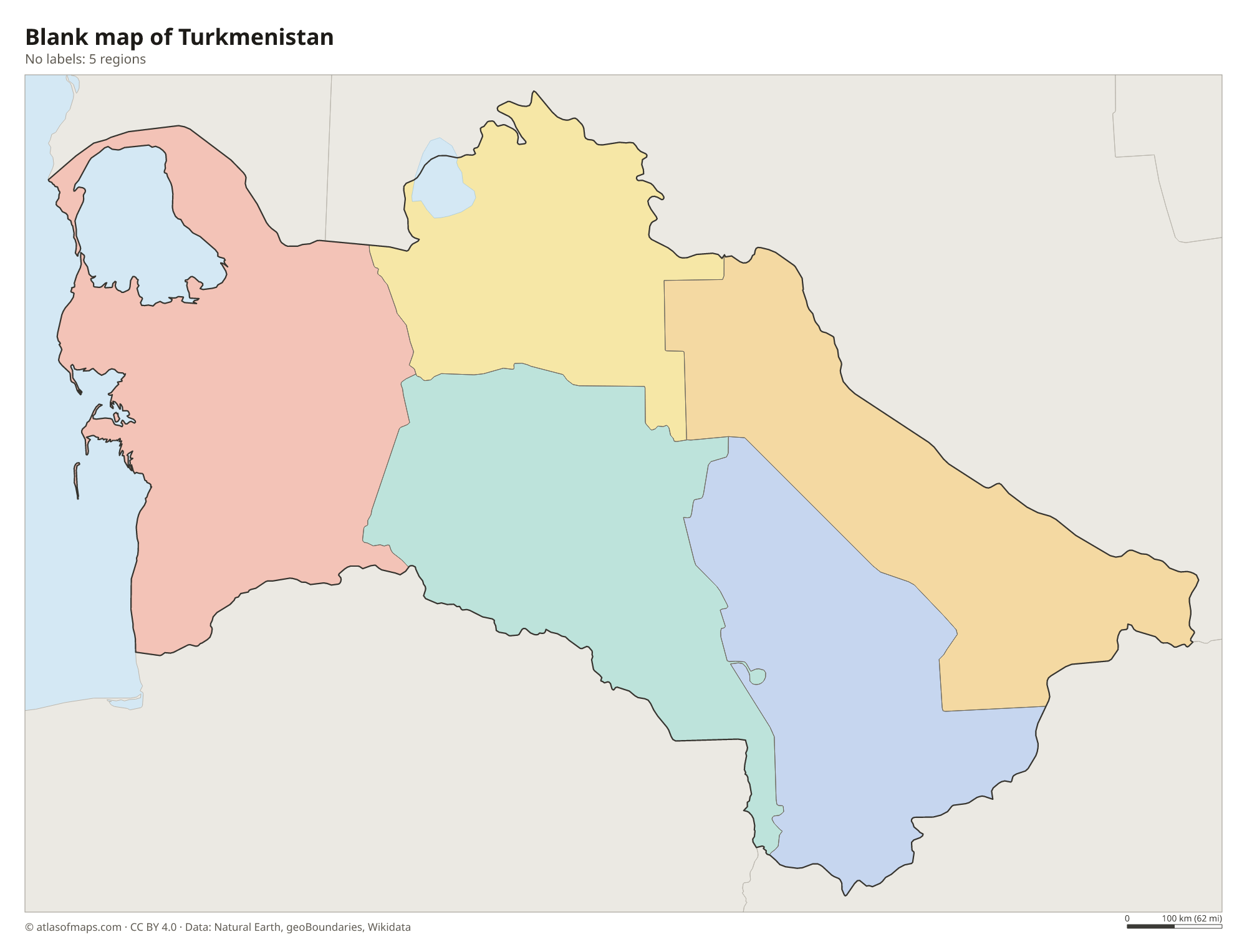 Blank outline map of Turkmenistan without labels
