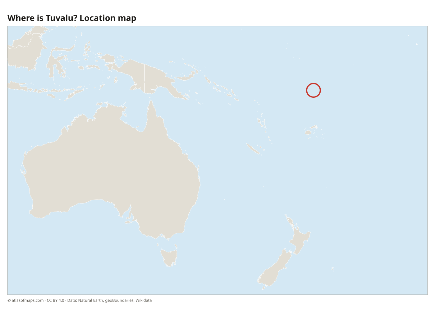 Where is Tuvalu? Location map with Tuvalu highlighted in red