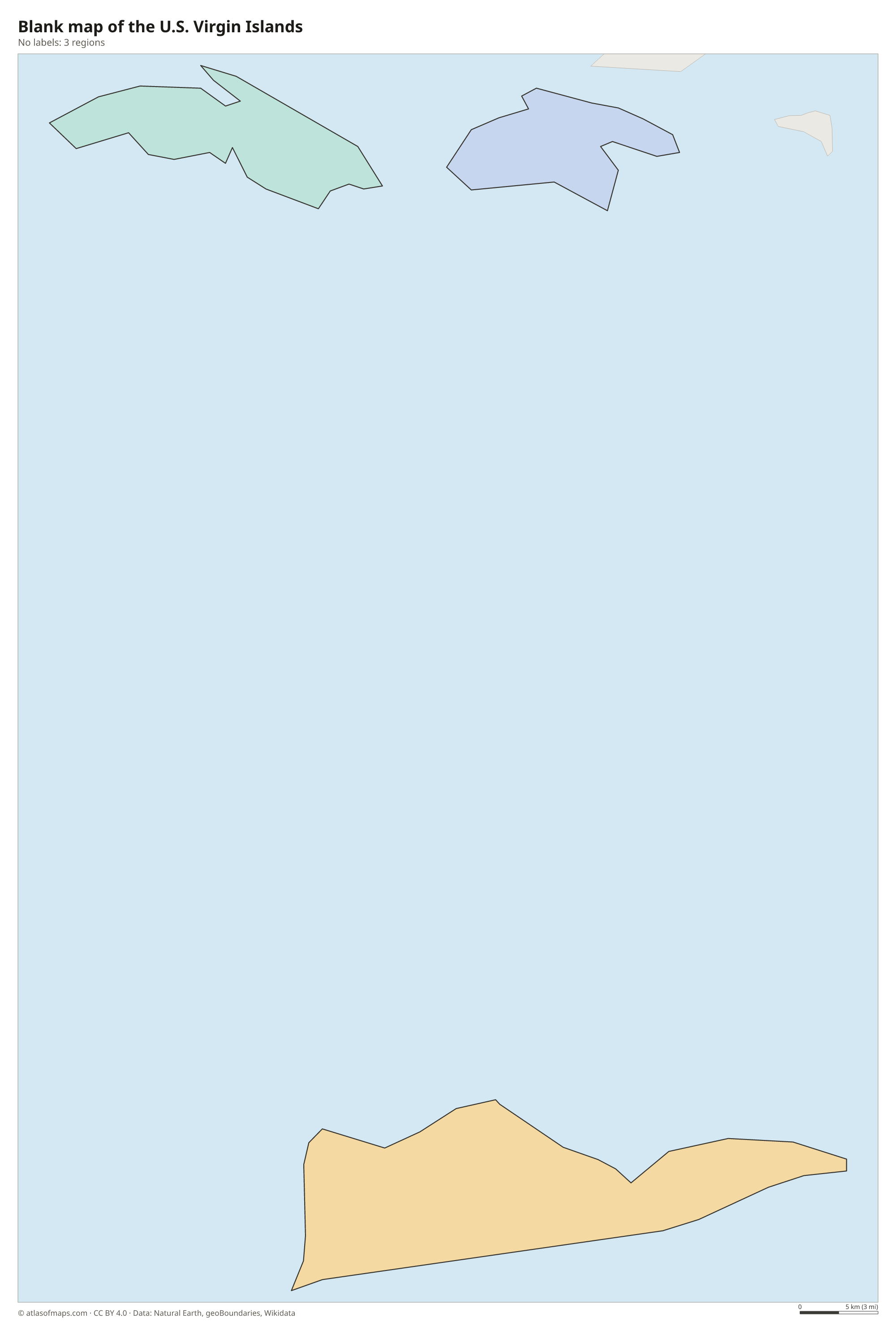 Blank outline map of the U.S. Virgin Islands without labels
