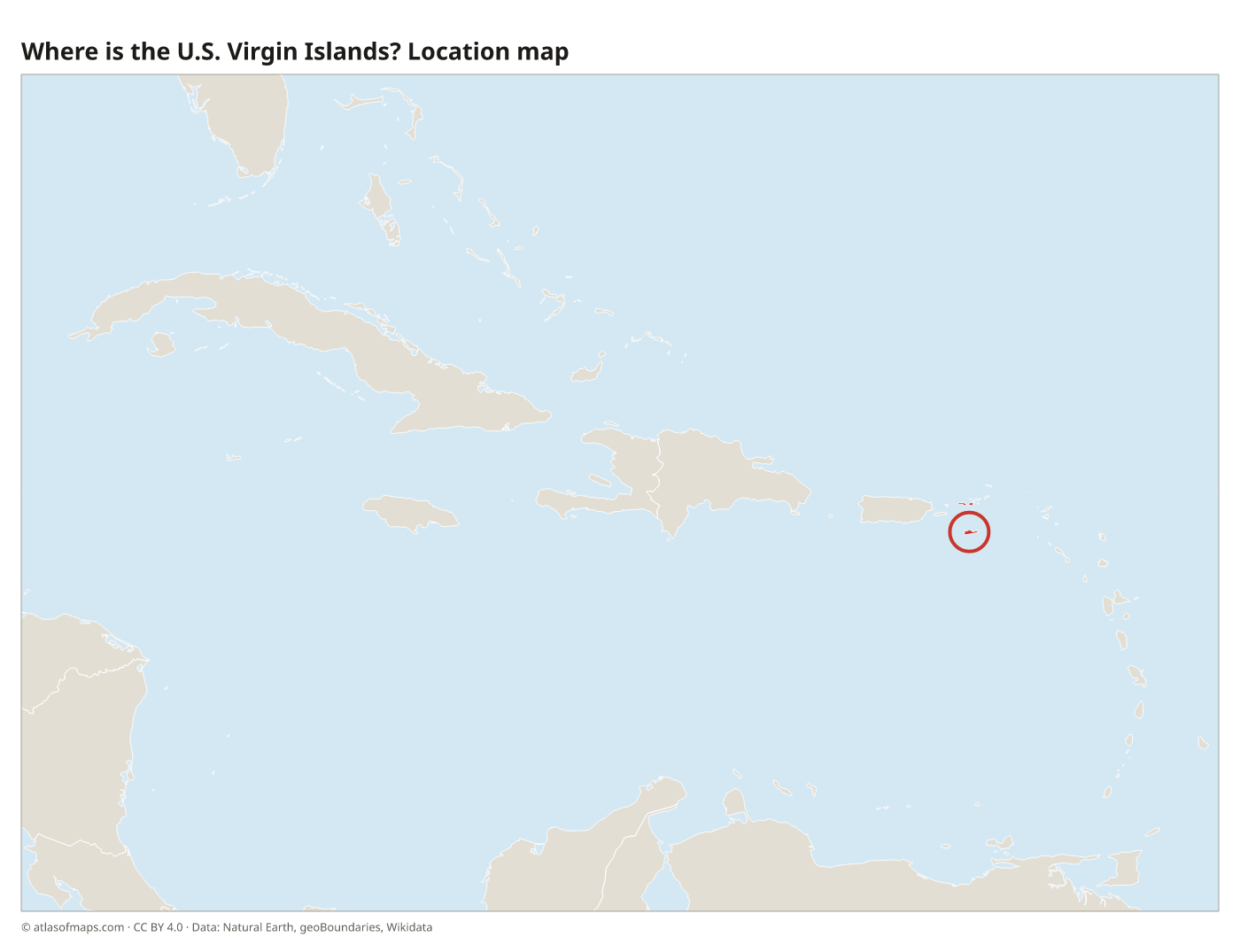 Where is the U.S. Virgin Islands? Location map with the U.S. Virgin Islands highlighted in red