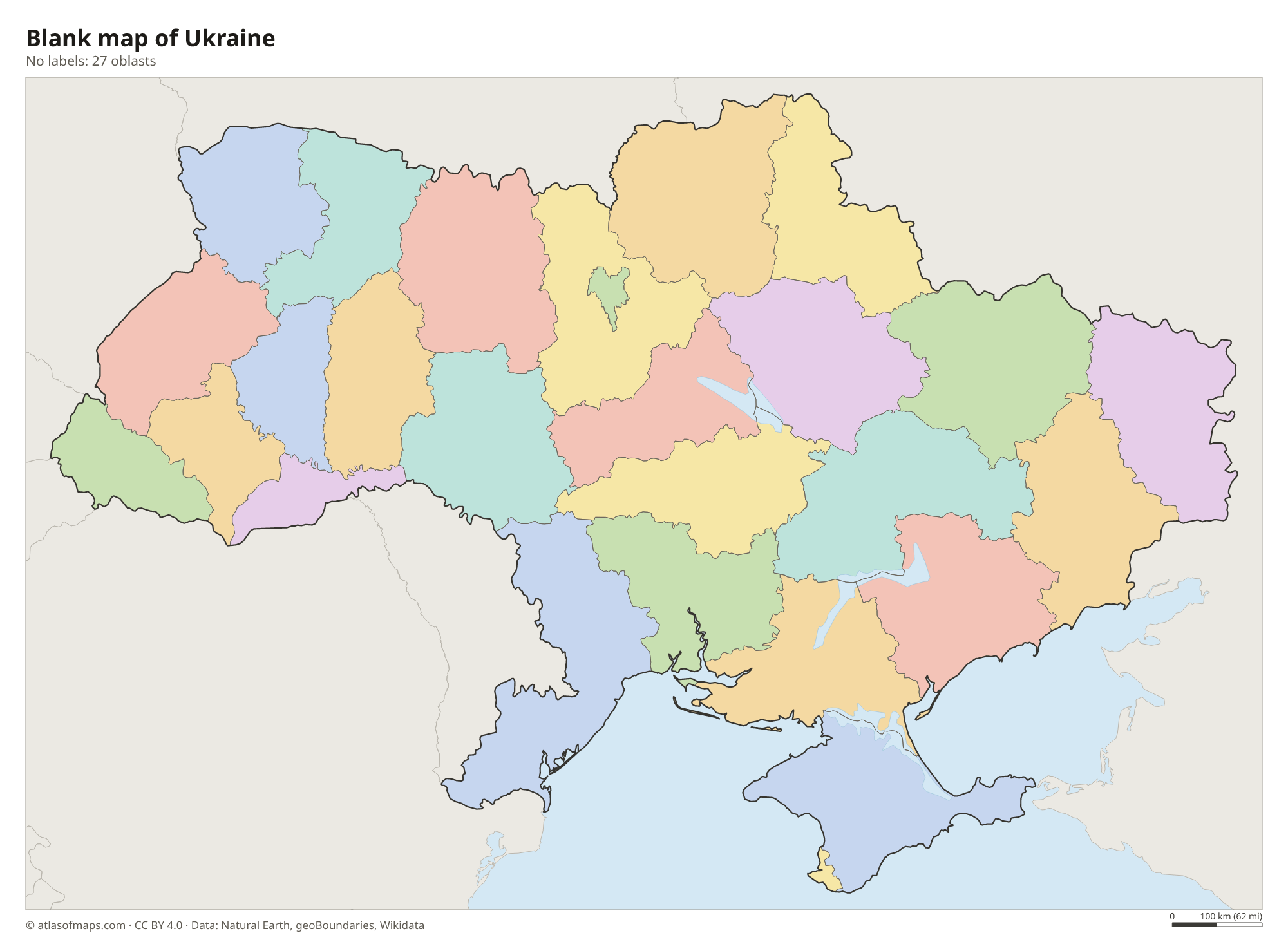 Blank outline map of Ukraine without labels