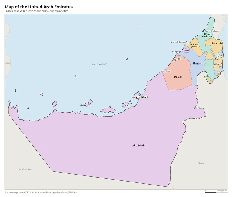 Map of the United Arab Emirates