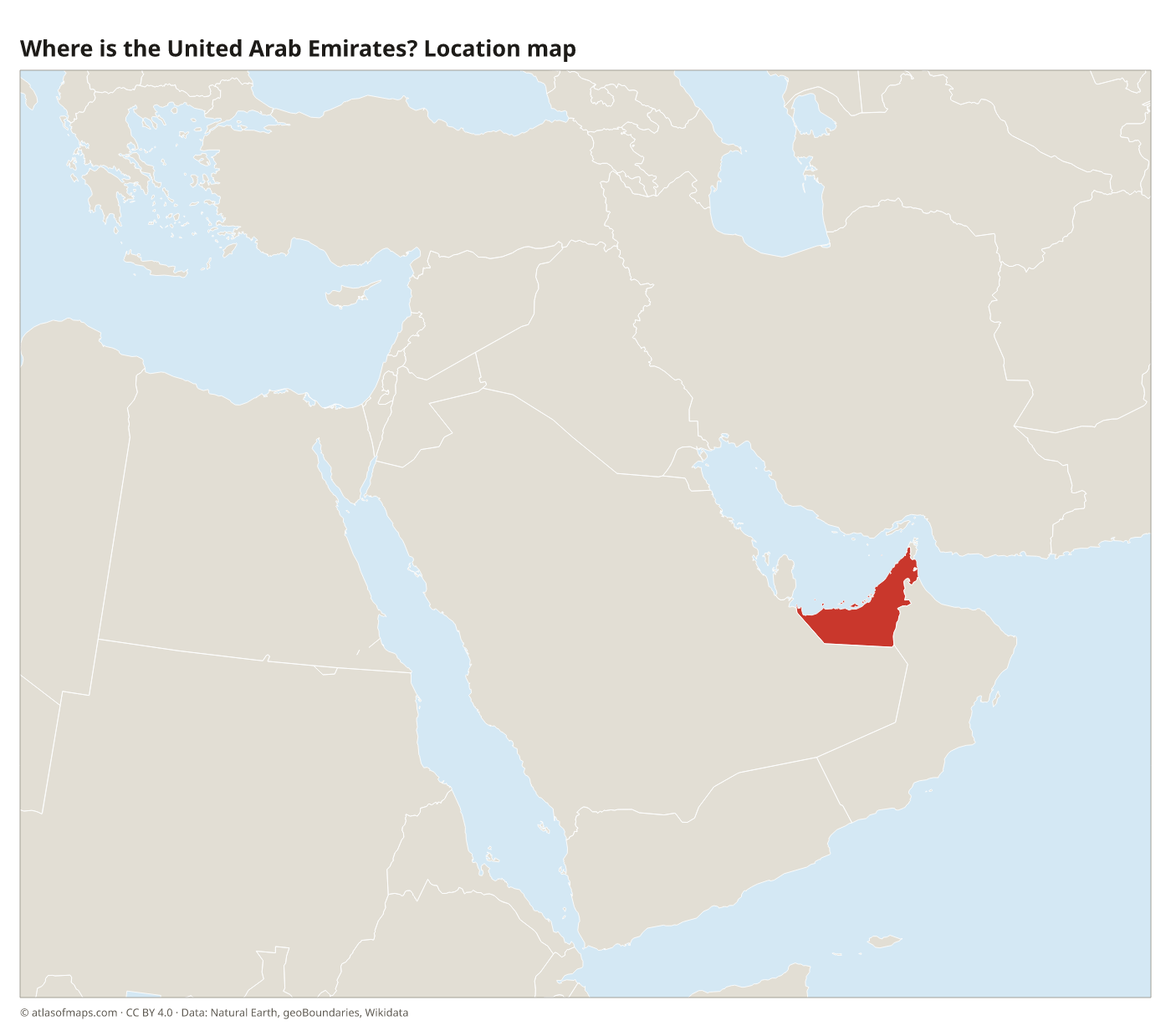 Where is the United Arab Emirates? Location map with the United Arab Emirates highlighted in red
