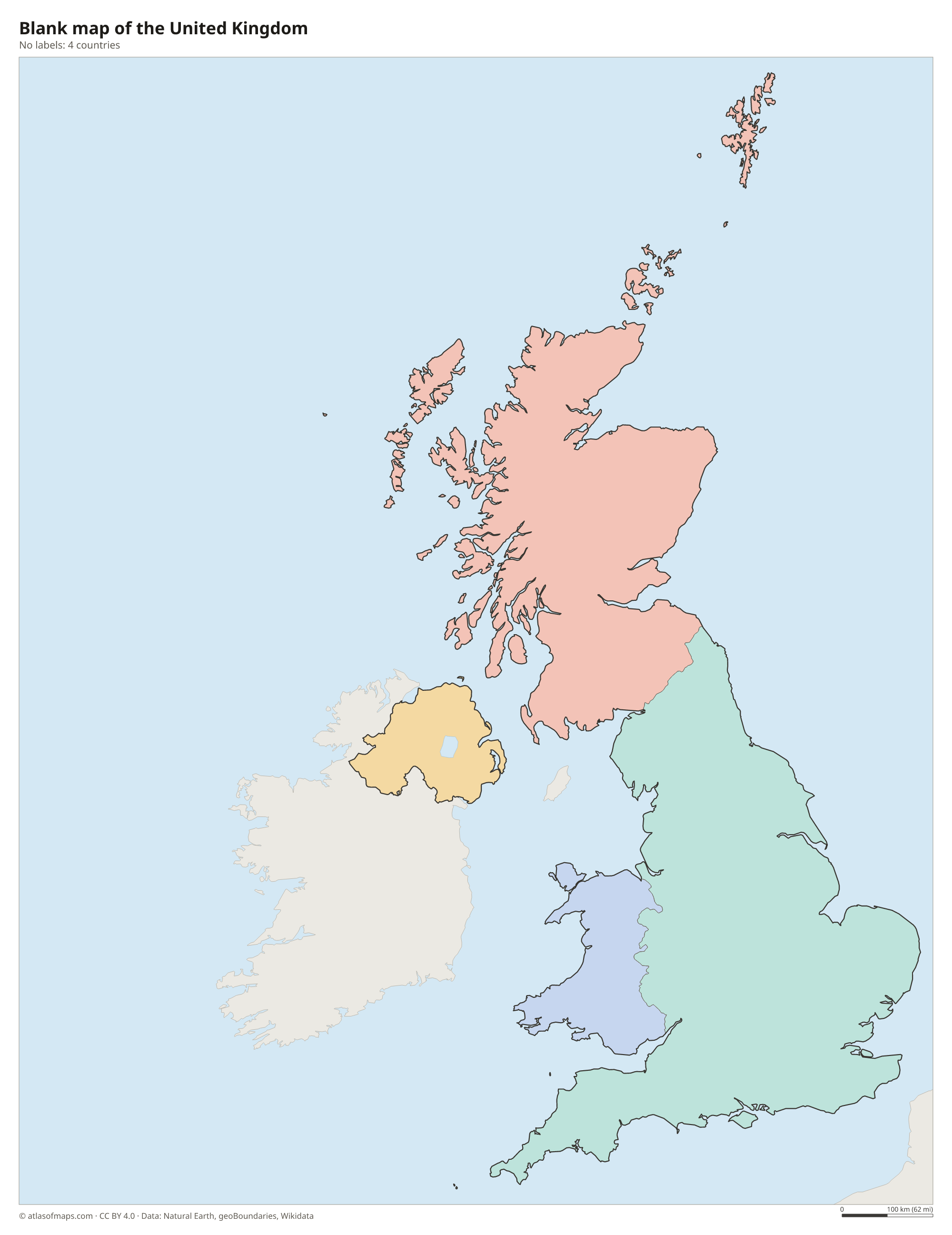 Blank outline map of the United Kingdom without labels
