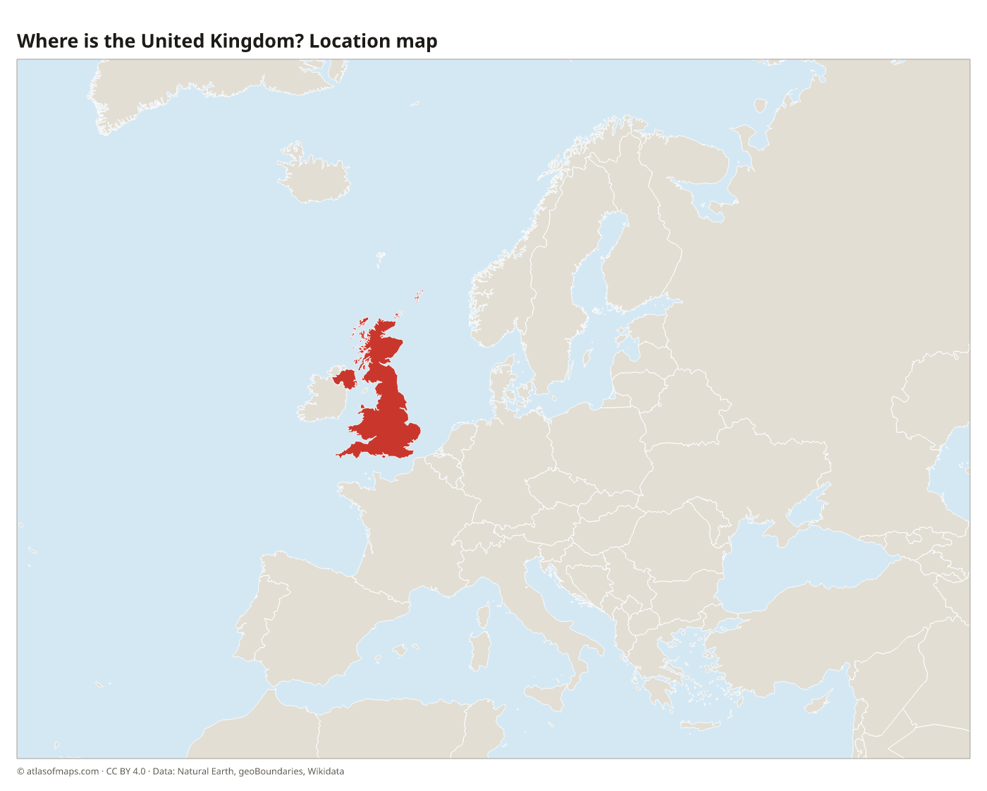 Where is the United Kingdom? Location map with the United Kingdom highlighted in red