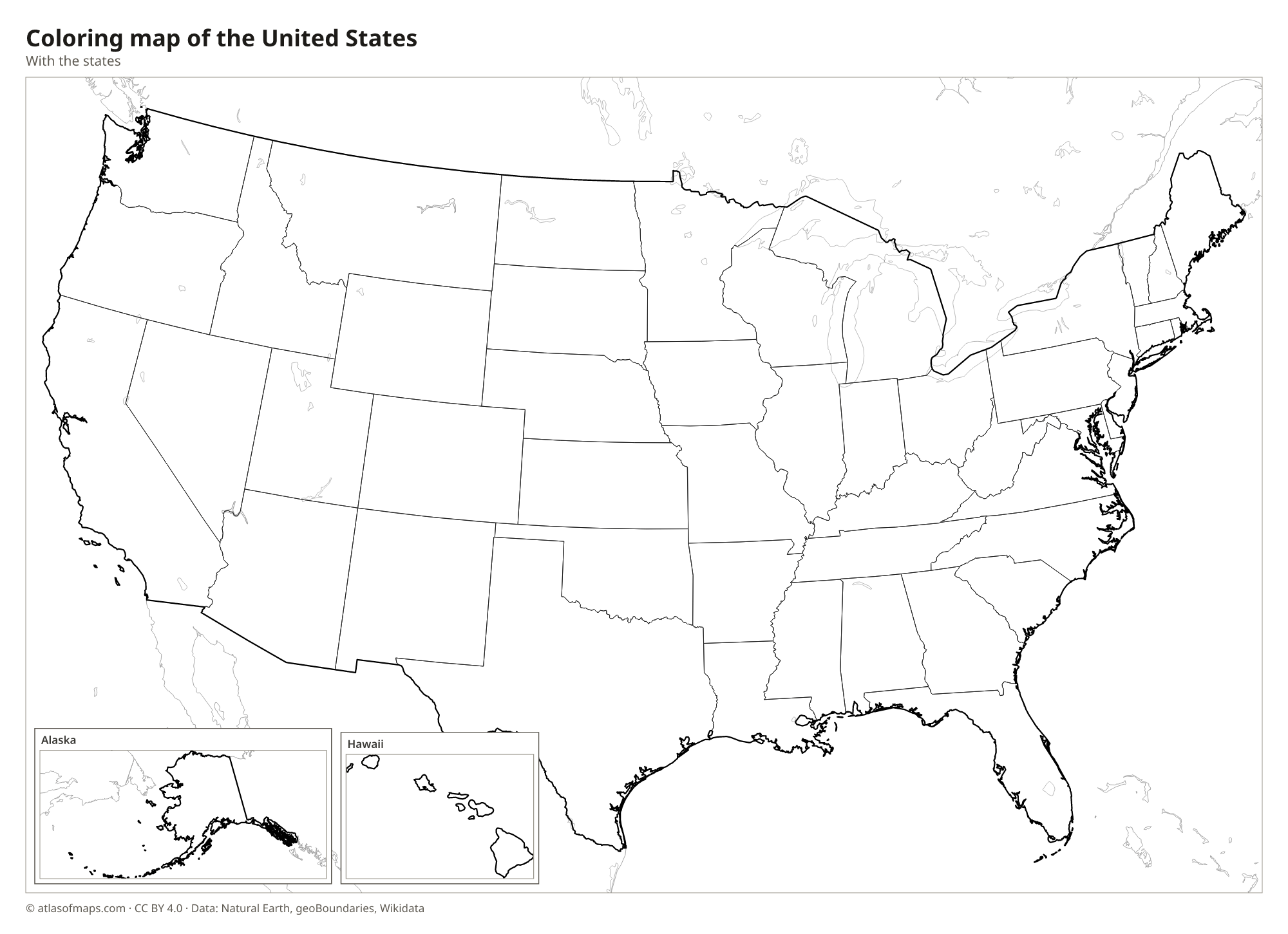 Coloring map of the United States