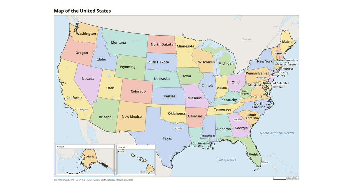 Language Map With Flags US Map with States and Capitals: Printable Map of the USA