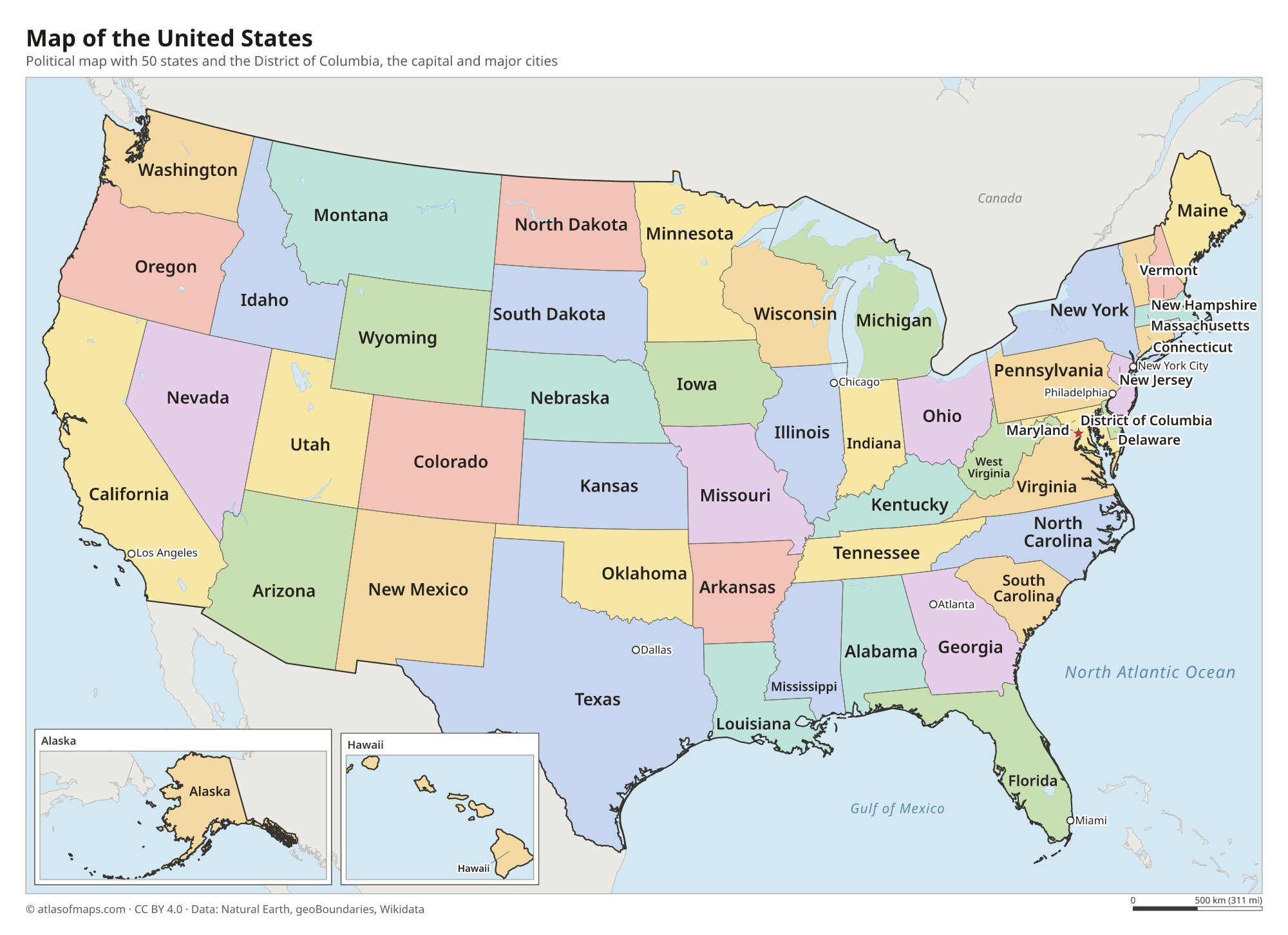 Language Map With Flags US Map with States and Capitals: Printable Map of the USA