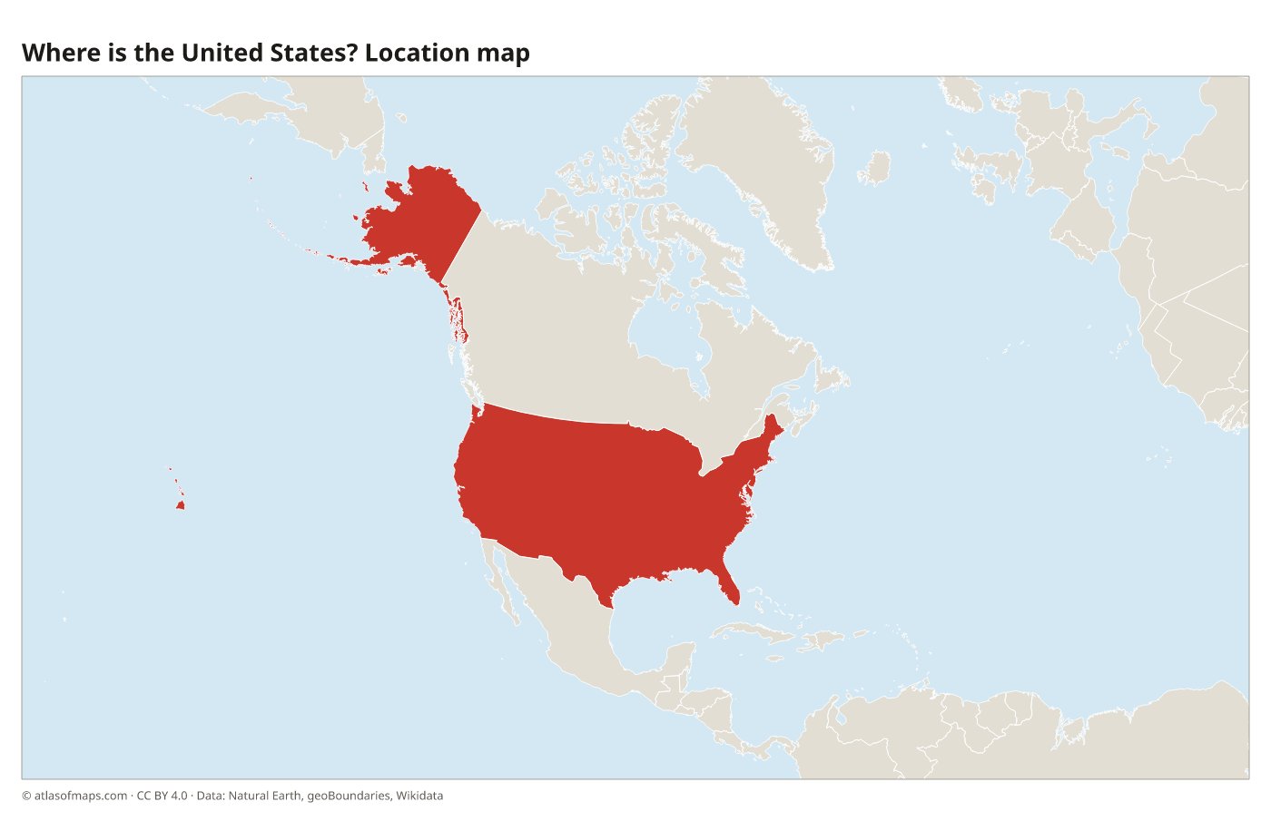Where is the United States? Location map with the United States highlighted in red