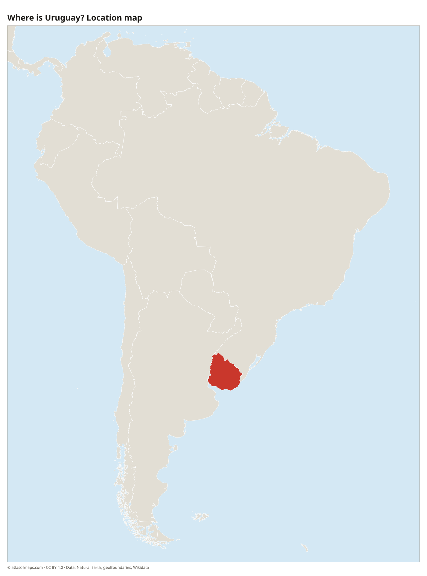 Where is Uruguay? Location map with Uruguay highlighted in red