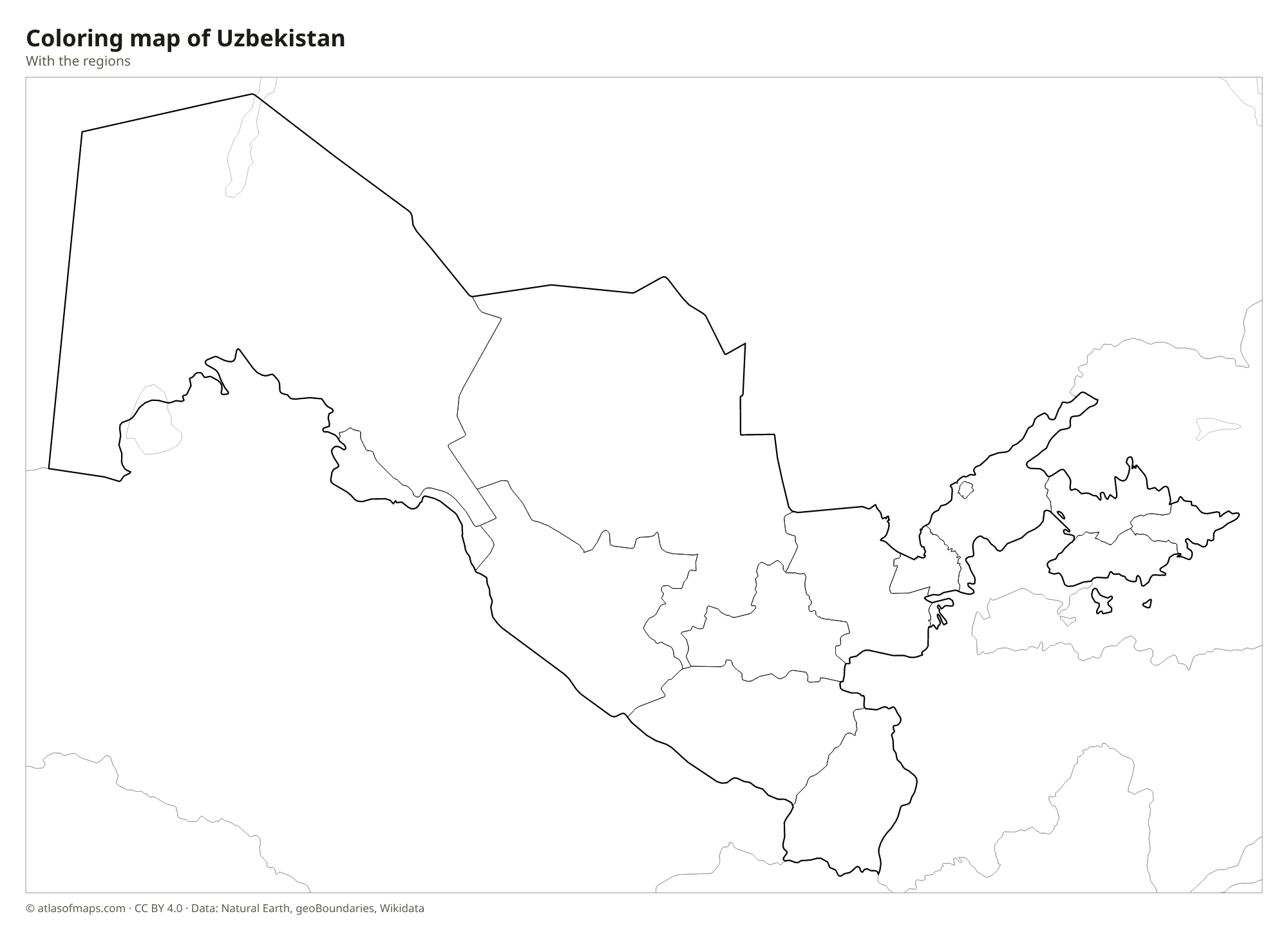 Coloring map of Uzbekistan