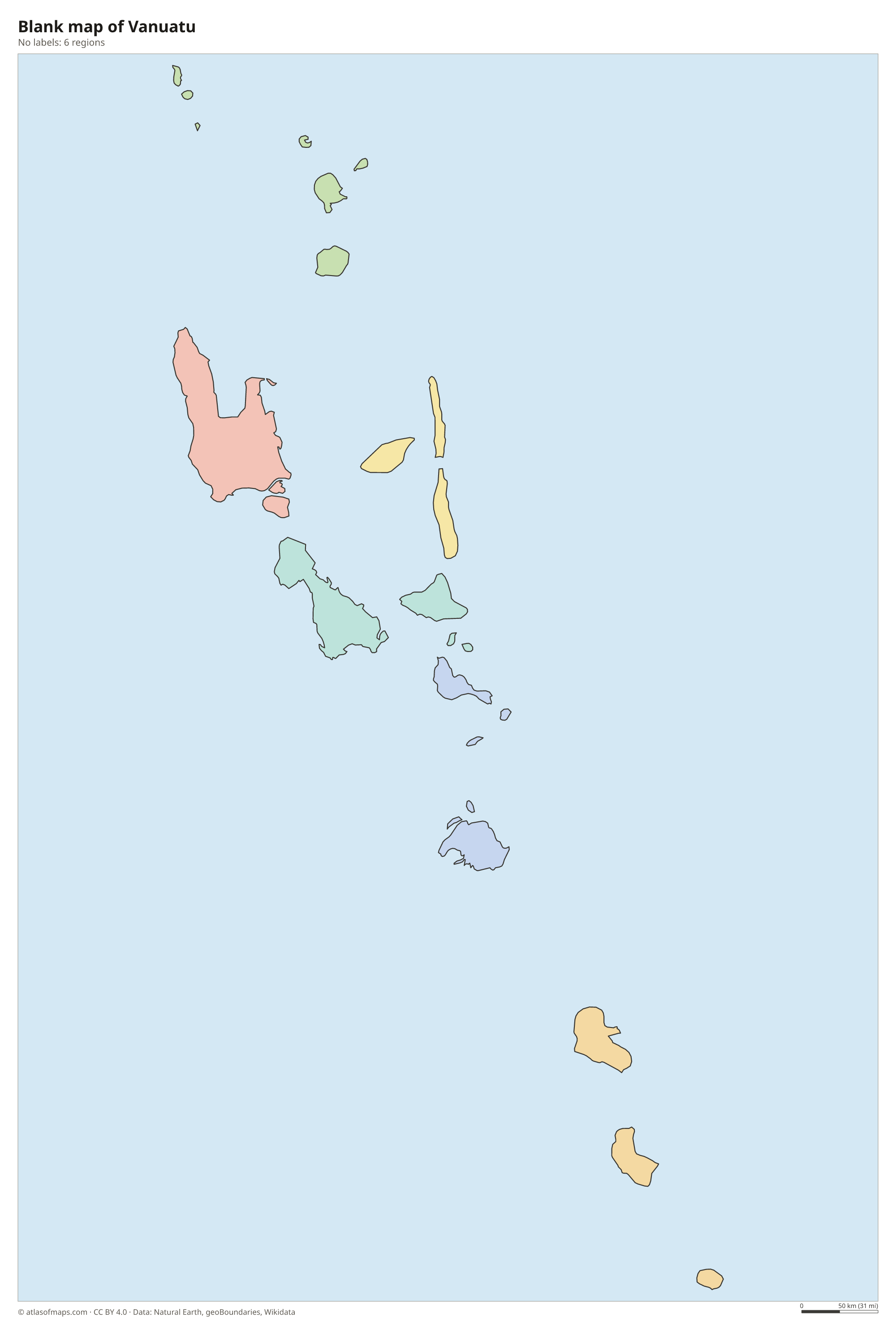 Blank outline map of Vanuatu without labels