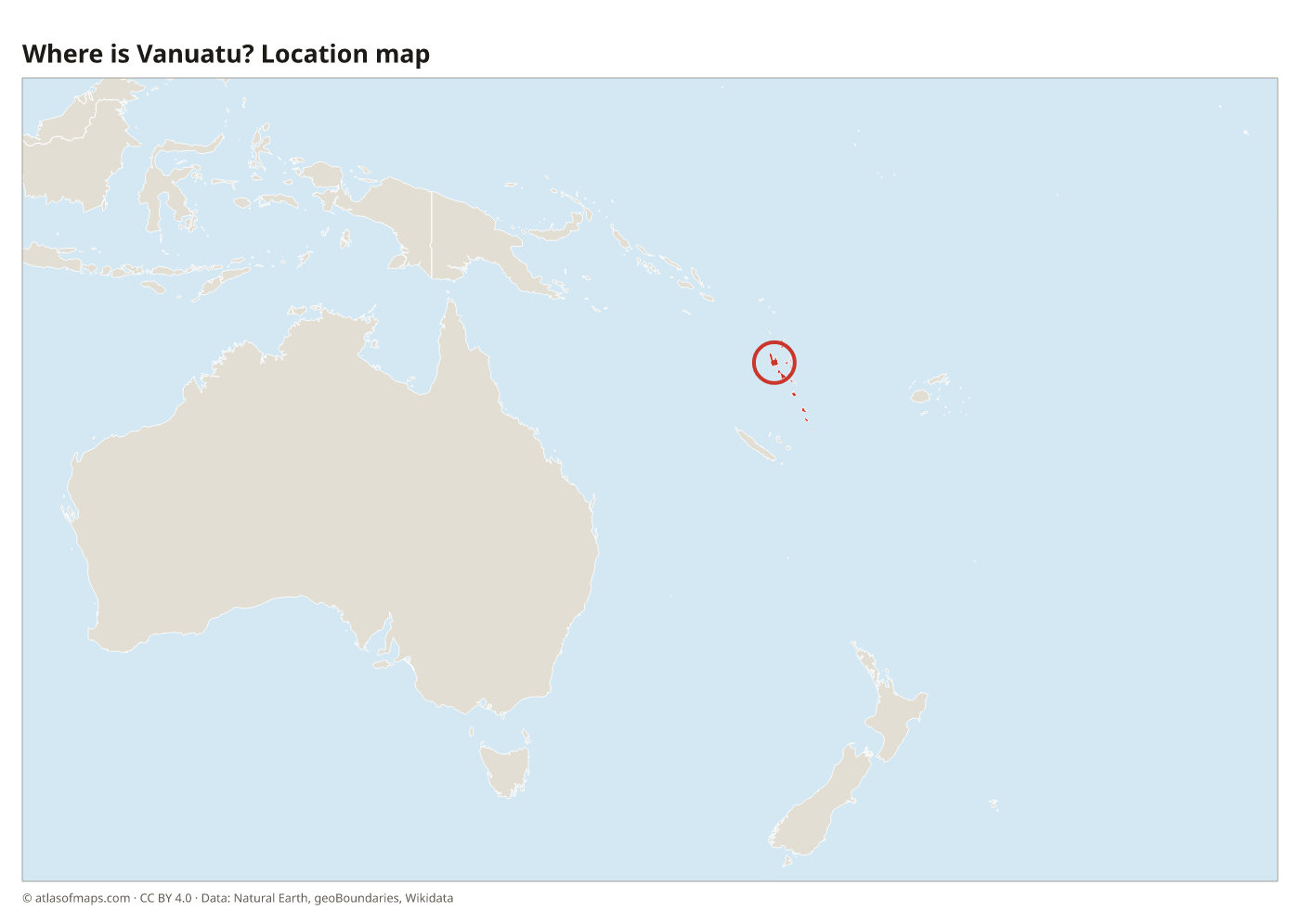 Where is Vanuatu? Location map with Vanuatu highlighted in red