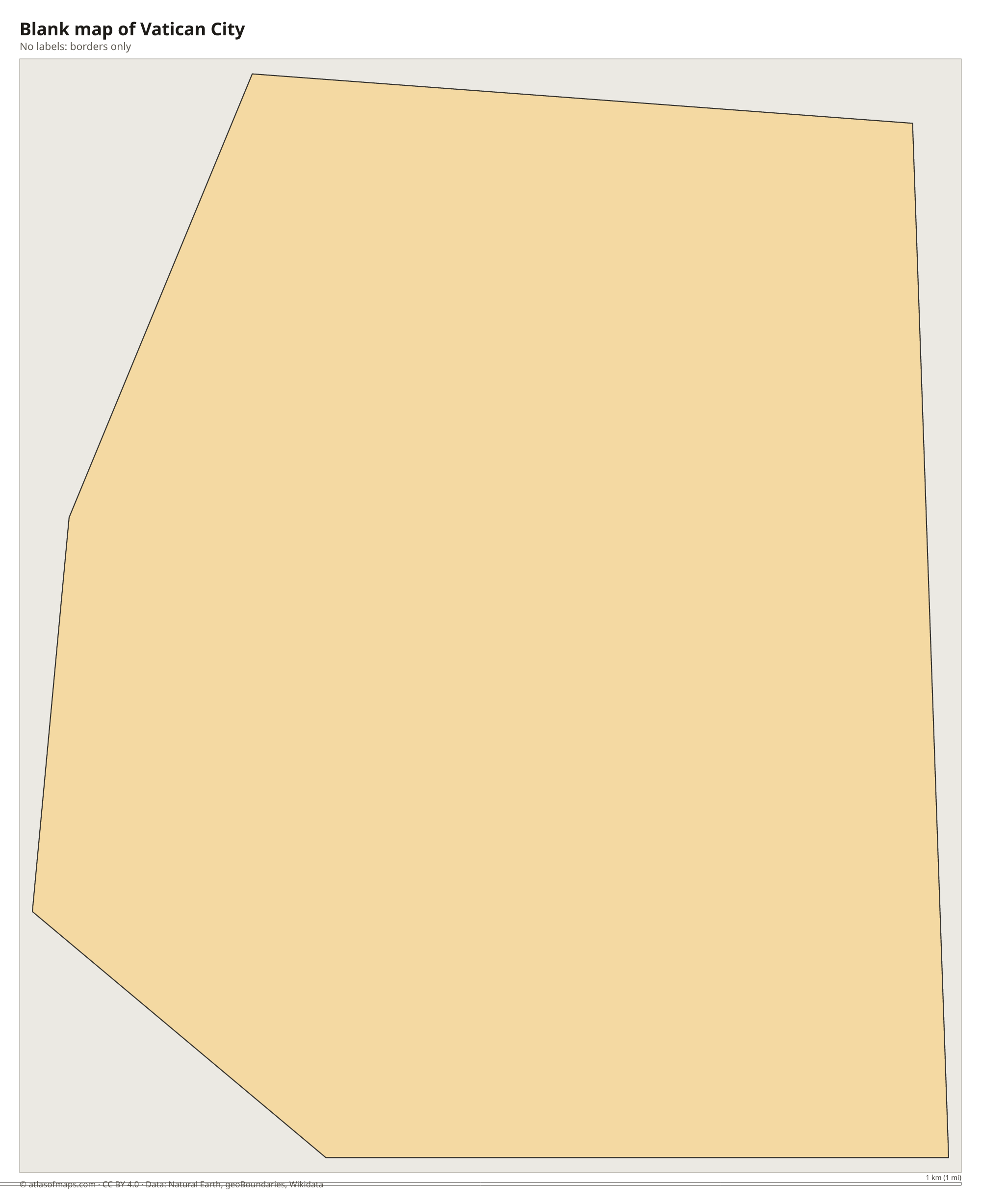 Blank outline map of Vatican City without labels