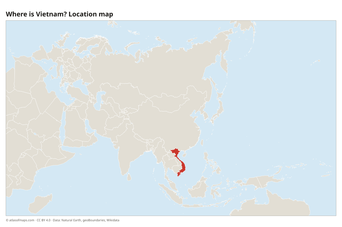 Where is Vietnam? Location map with Vietnam highlighted in red