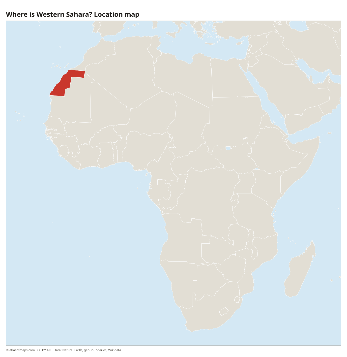 Where is Western Sahara? Location map with Western Sahara highlighted in red