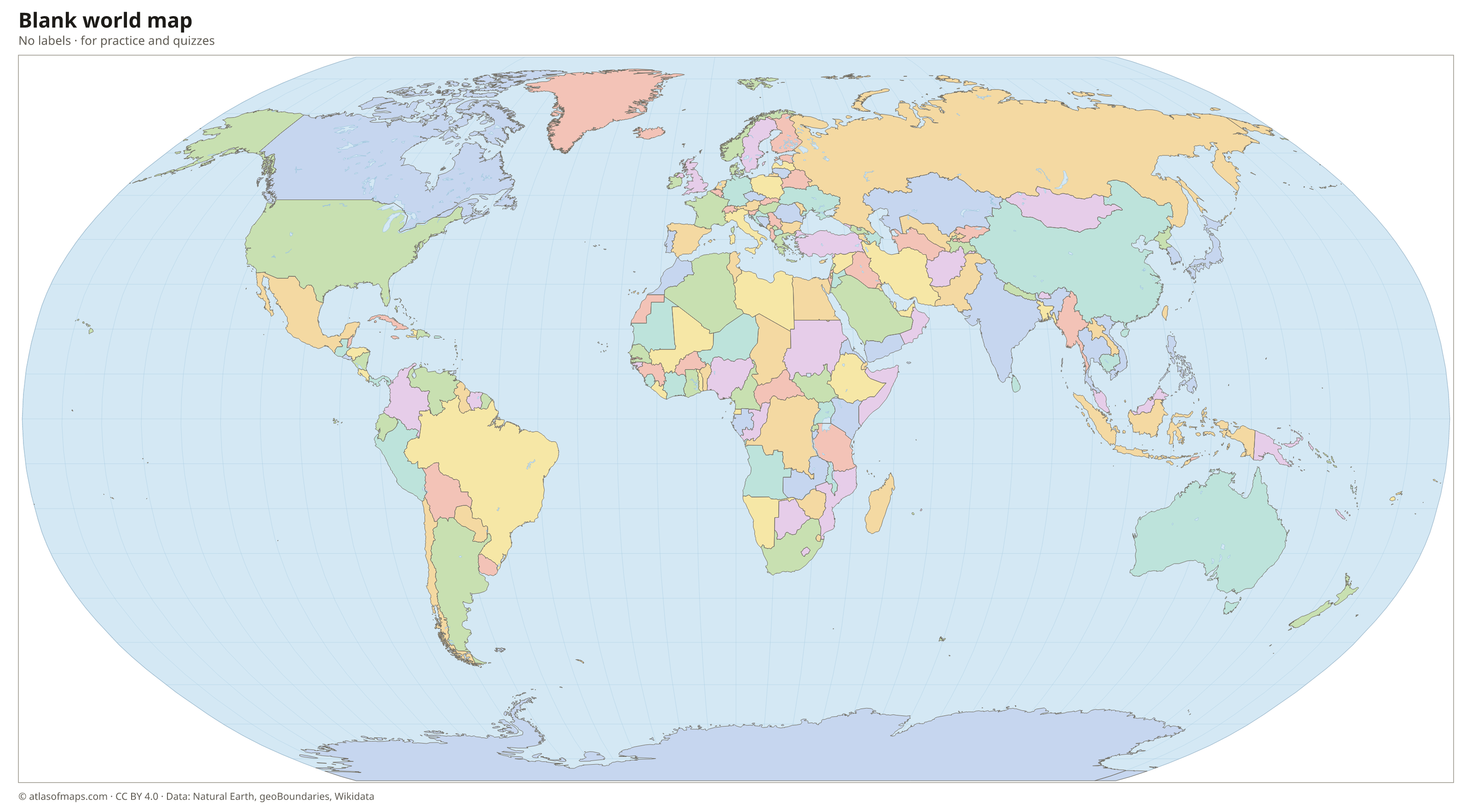 Blank world map without names