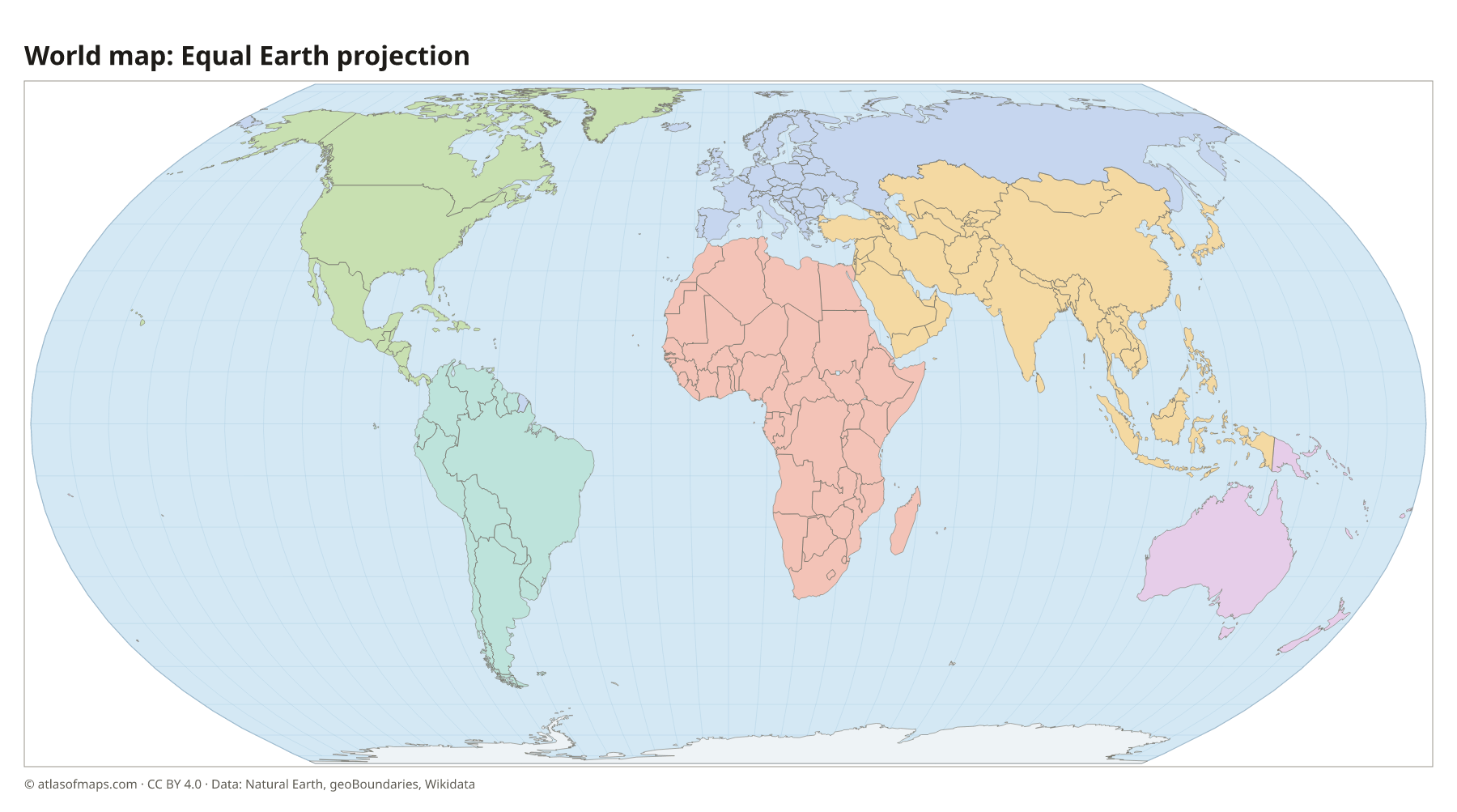 World map in the Equal Earth projection