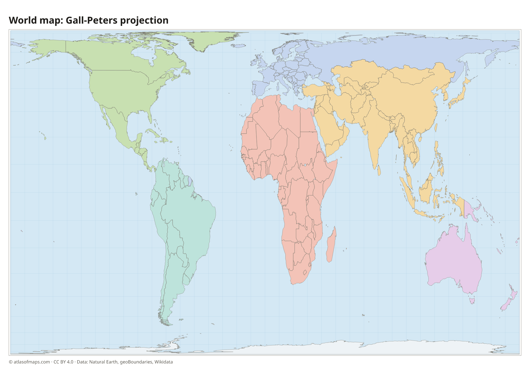 World map in the Gall-Peters projection