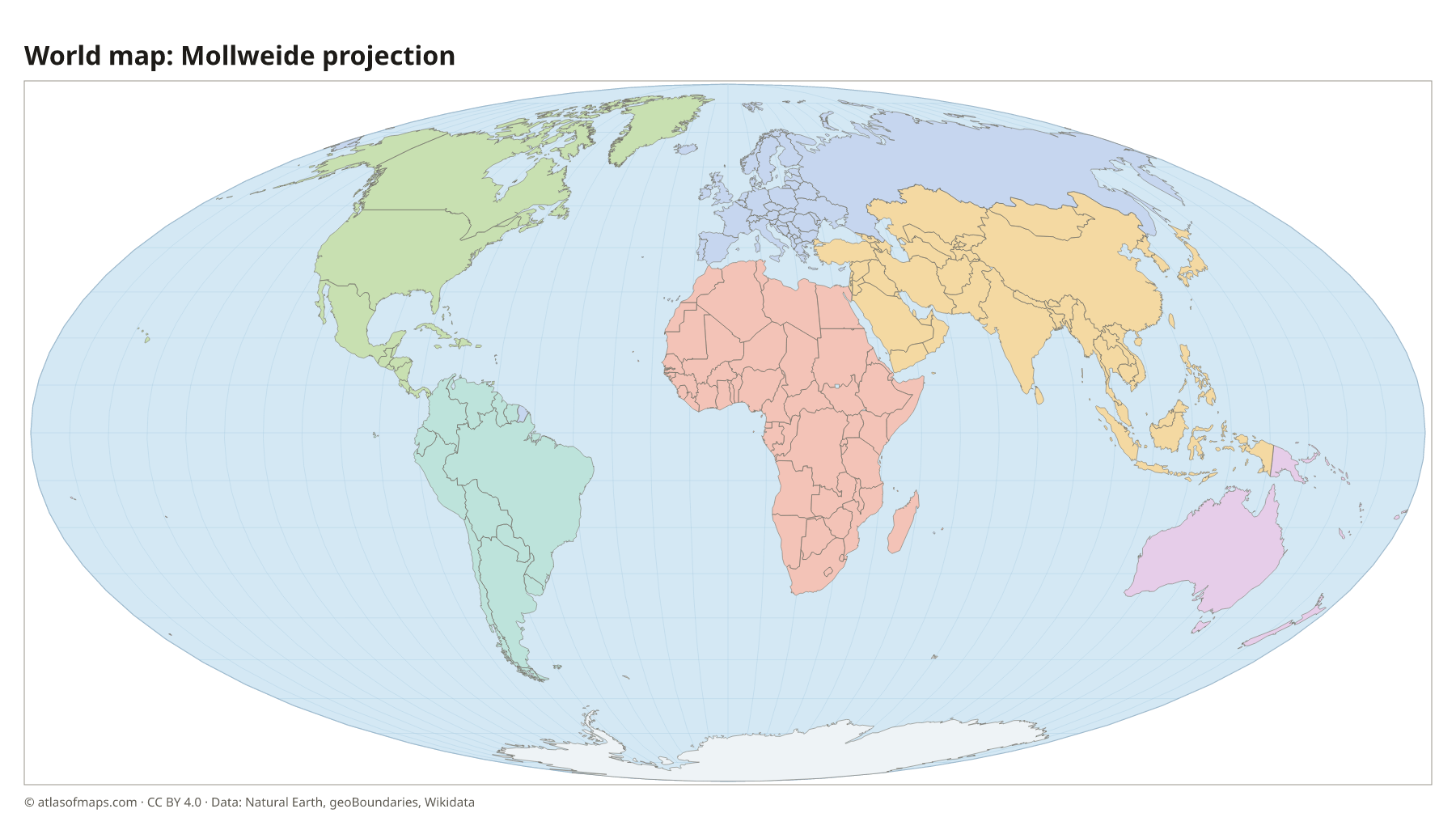 World map in the Mollweide projection