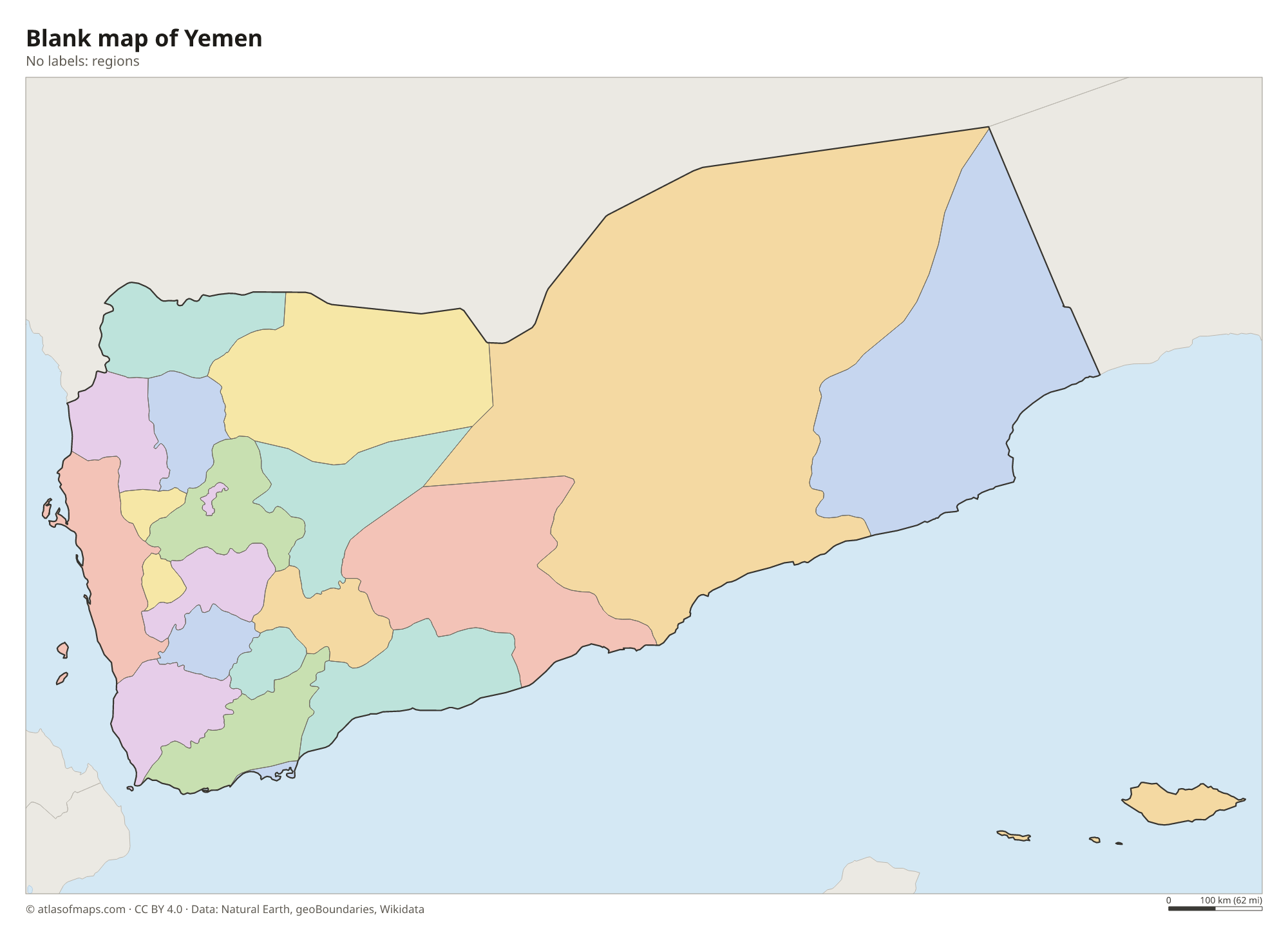 Blank outline map of Yemen without labels