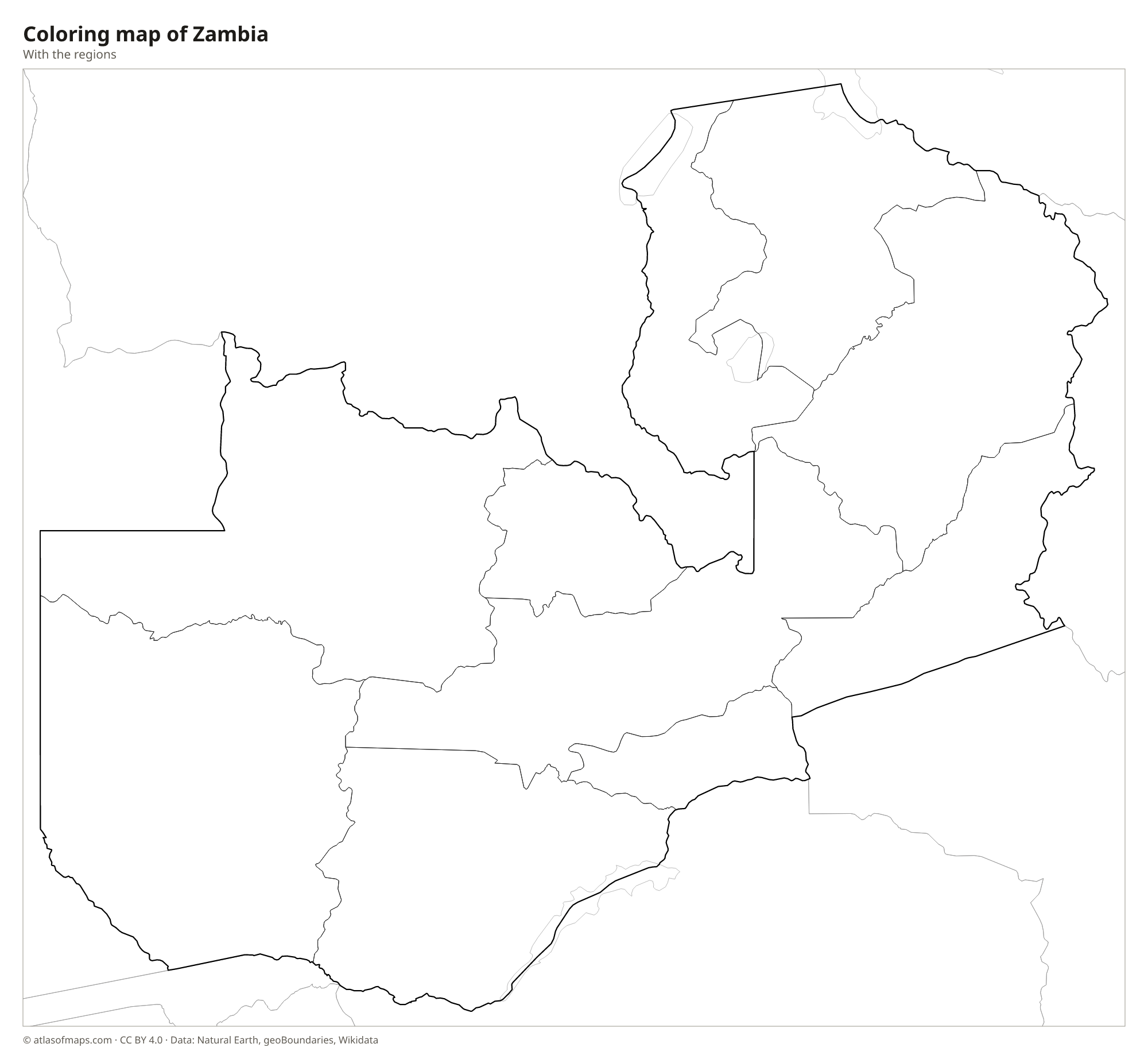 Coloring map of Zambia