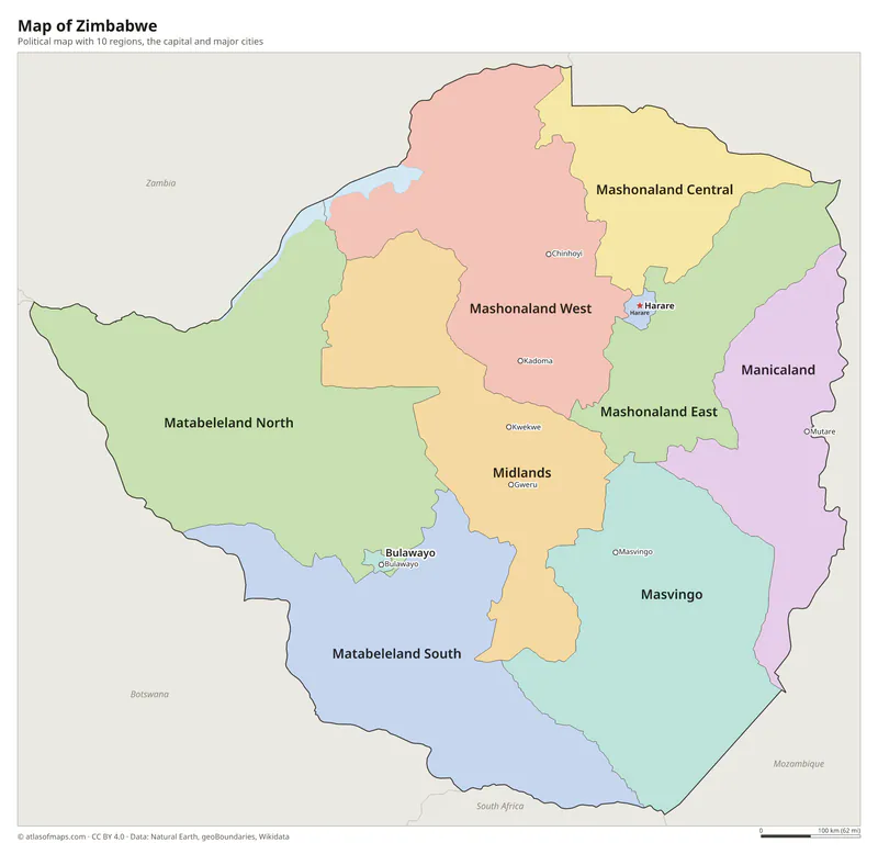 Map of Zimbabwe
